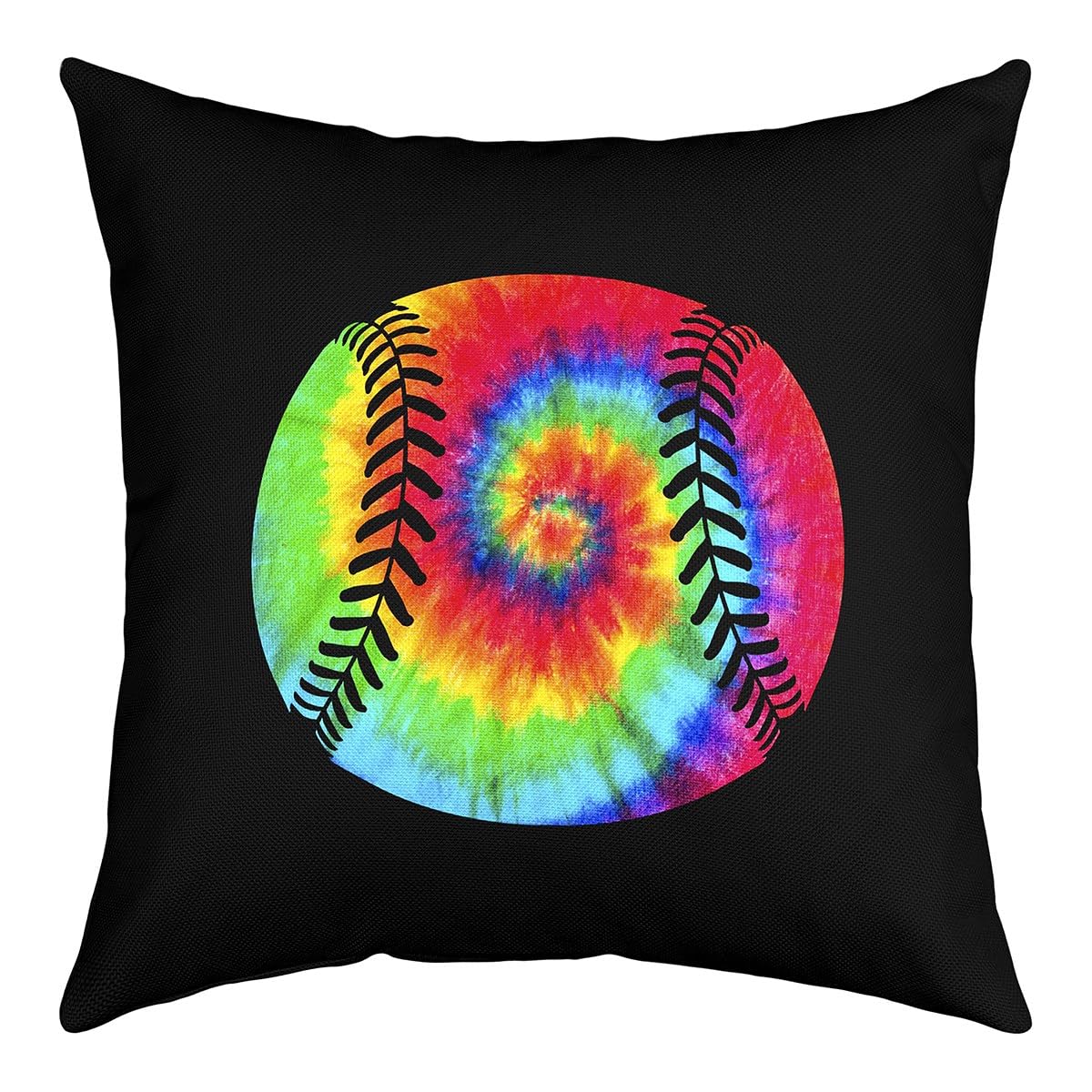 Kids Baseball Throw Pillow Covers 16"x16" 1 Pcs Boho Tie Dye Cushion Cover Cushion Case for Teens Sports Baseball Lover Bedroom Decor Pillow Case Pillowcase Colorful Trippy Outdoor Pillows Covers