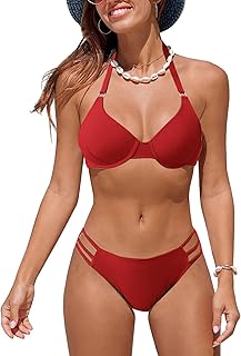 Bikini Mujer Conjuntos Push Up Halter Traje De Baño Sexy 2 Piezas Elegante Ropa de Playa Verano Cintura Baja