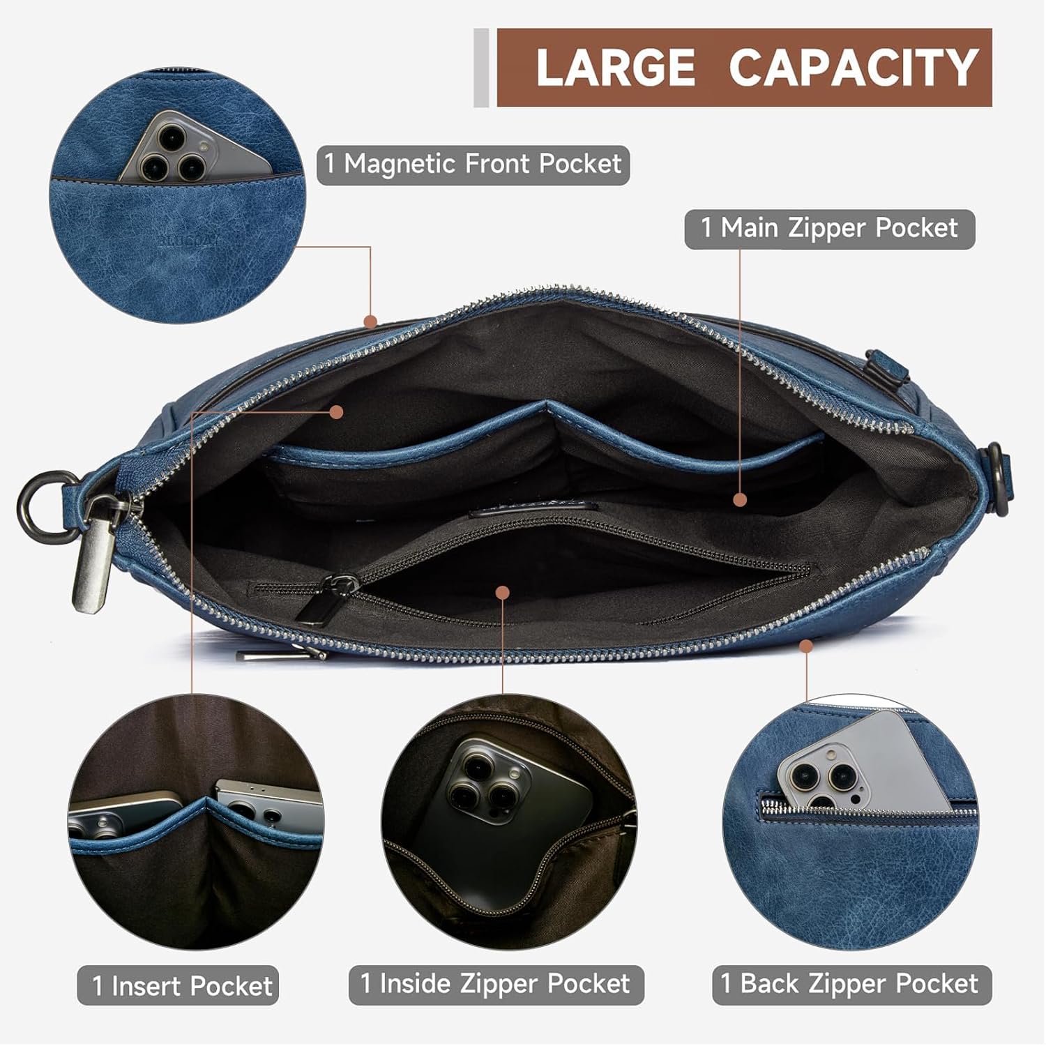 2PCS/Set Crossbody Bags for Women,Vegan Leather Hobo Purse Wallet For Women Set,Shoulder Bags With 2 Adjustable Strap