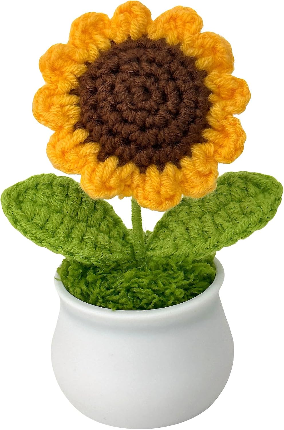 Cute Desk Decor Accessories, Office Car Decor Gifts for Women Crochet Sunflowers Motivational Birthday Christmas 4.8 Inches