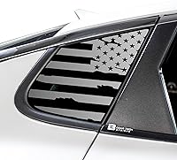 Vista 8 de BOGAR TECH DESIGNS Calcomanía de vinilo precortada con la bandera estadounidense de un cuarto de ventana, compatible con Kia Optima 2016-2020, negro
