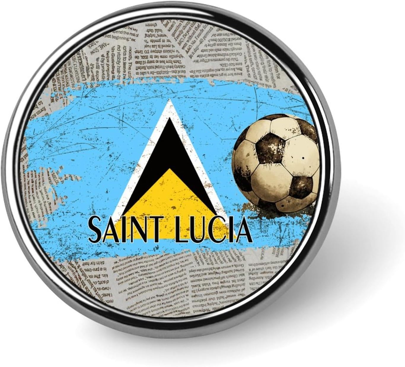 Saint Lucia Flag Football Enamel Pins Sets Sports Player Memorial National Day Badge Pin Enamel Pins National Pride Custom Buttons Classic Lapel Pins Accessory For Women Girls Gift