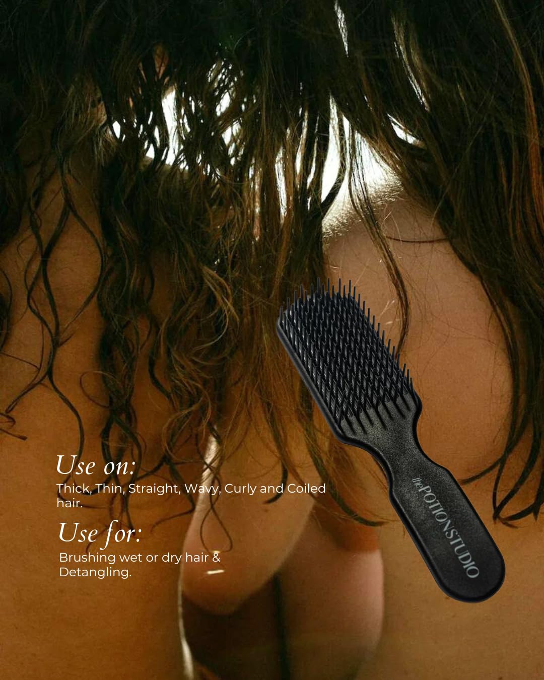 Hair Brush for Detangling and Deep Conditioning - Hair Detangling Brush for All Hair Types, Including Curly, Coily, Textured - Unisex, Suitable for Men's Beards