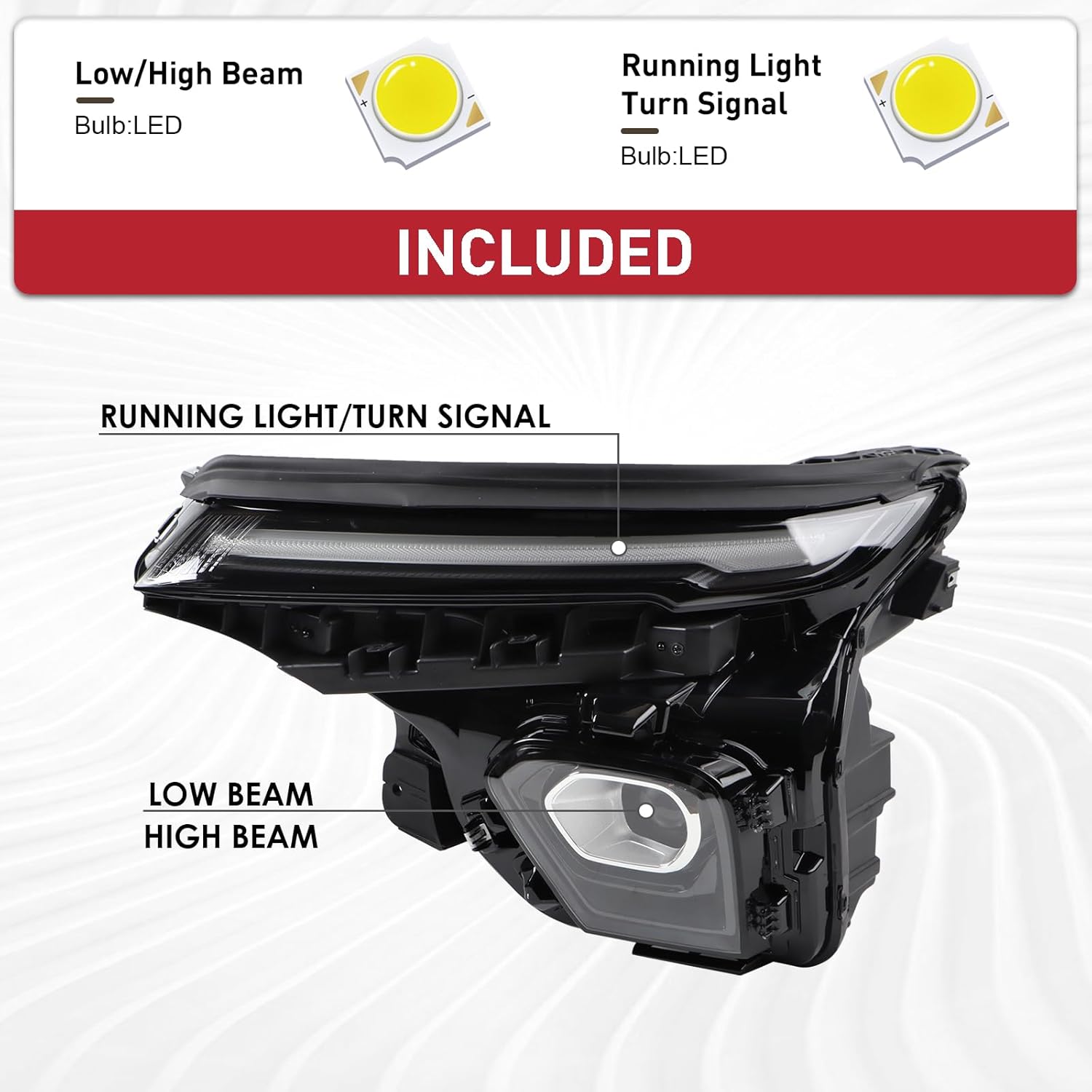 Duolctarms w/LED DRL Headlight Headlamp Assembly Compatible for 2024-2025 Chevy Trailblazer Activ/RS Left Driver Side 42889648 42859233