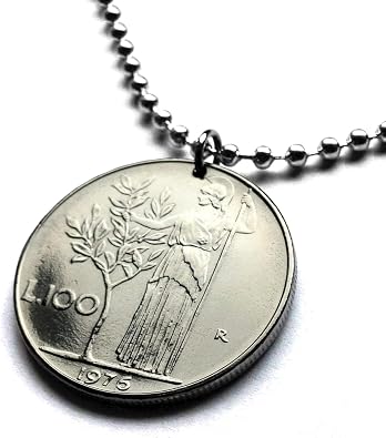 1968 Italy Italia 100 Lire coin pendant Roman goddess Minerva Rome Milan Venice Florence Verona Torino Napoli Bologna Genoa Pisa Siena Palermo Cagliari Modica Perugia Assisi Lazio Capri Parma n000478