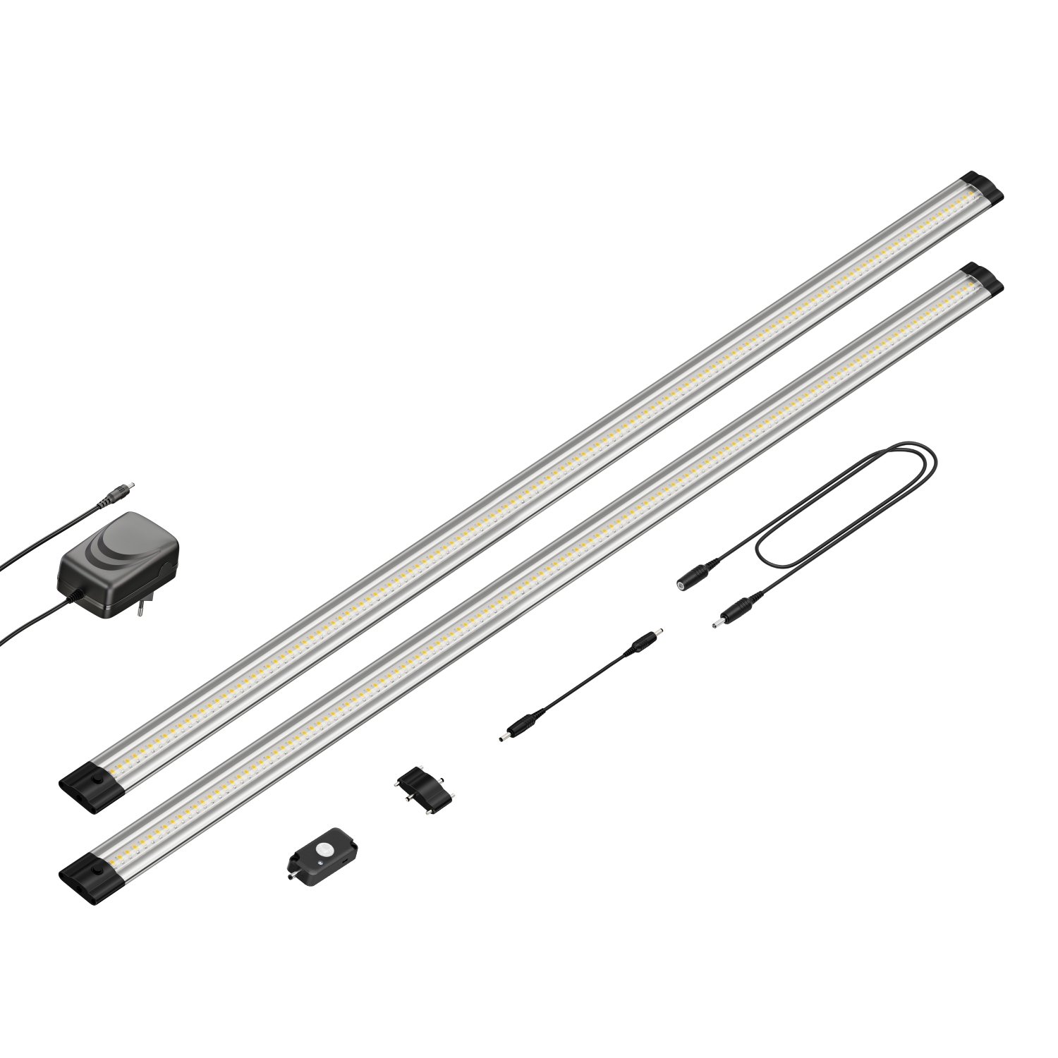 parlat LED Unterbau-Leuchte Siris, Bewegungsmelder, flach, je 90cm, je 1044lm, weiß, 2er Set