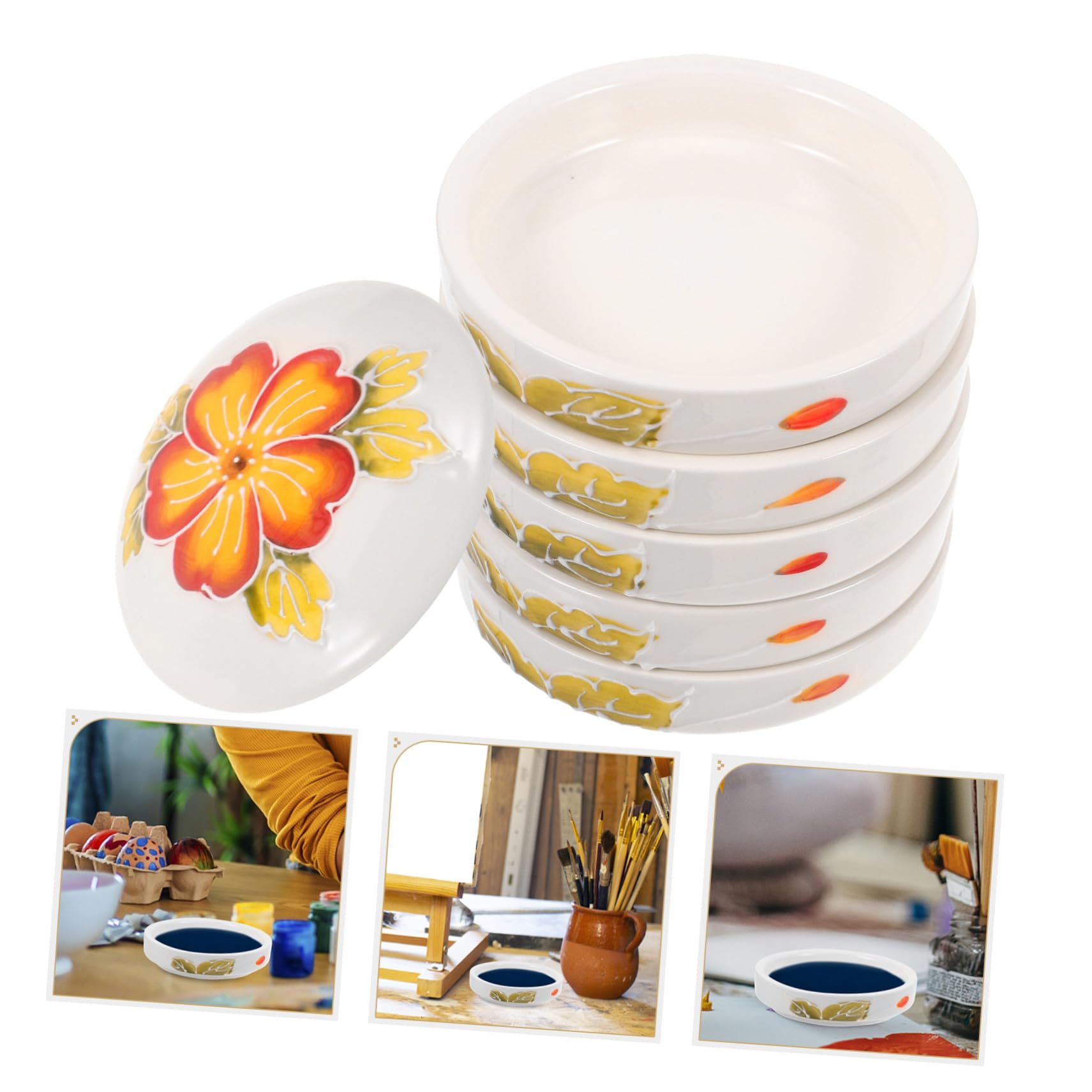 Palette de Mélange en Céramique à 5 Couches, 1 Set pour Peinture