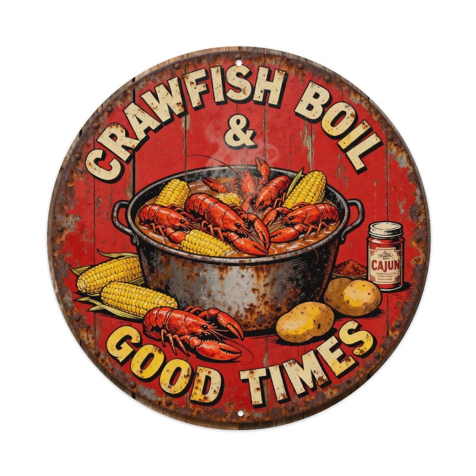CRAWFISH BOIL & GOOD TIMES Metal Tin Sign Plaque
