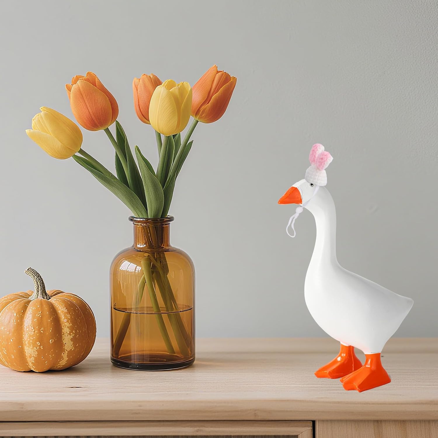 6pcs Mini Desk Goose Hats, Adjustable Knitted Headwear Outfits for 7in Magnetic Goose Statue Clothes Small Costume Accessories for Desk Decoration