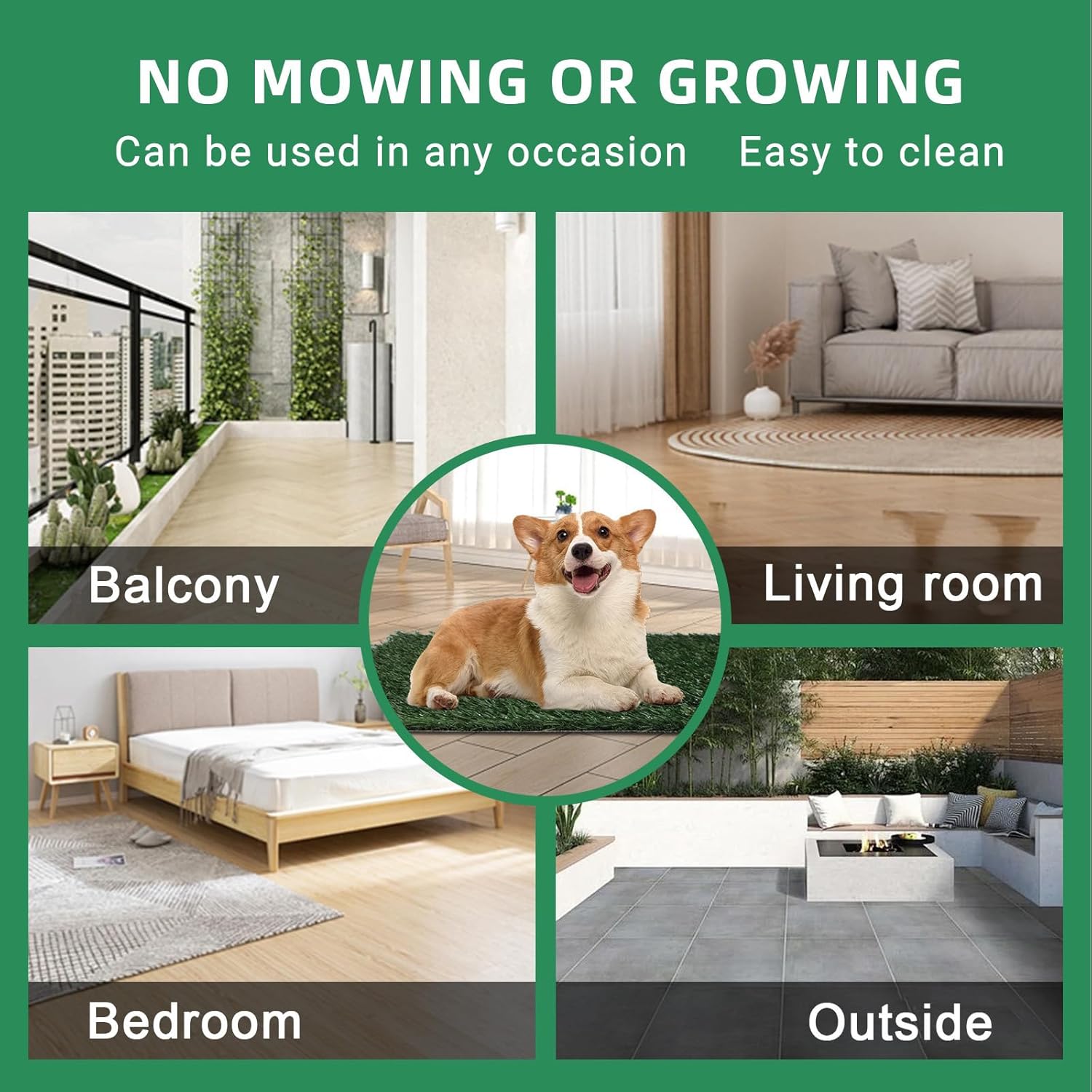 Artificial Dog Grass Pee Pads for Training, Reusable Washable Replacement Turf for Potty Tray, Indoor/Outdoor Turf Grass，Realistic Fake Grass for Dogs Potty（23"x 18"）