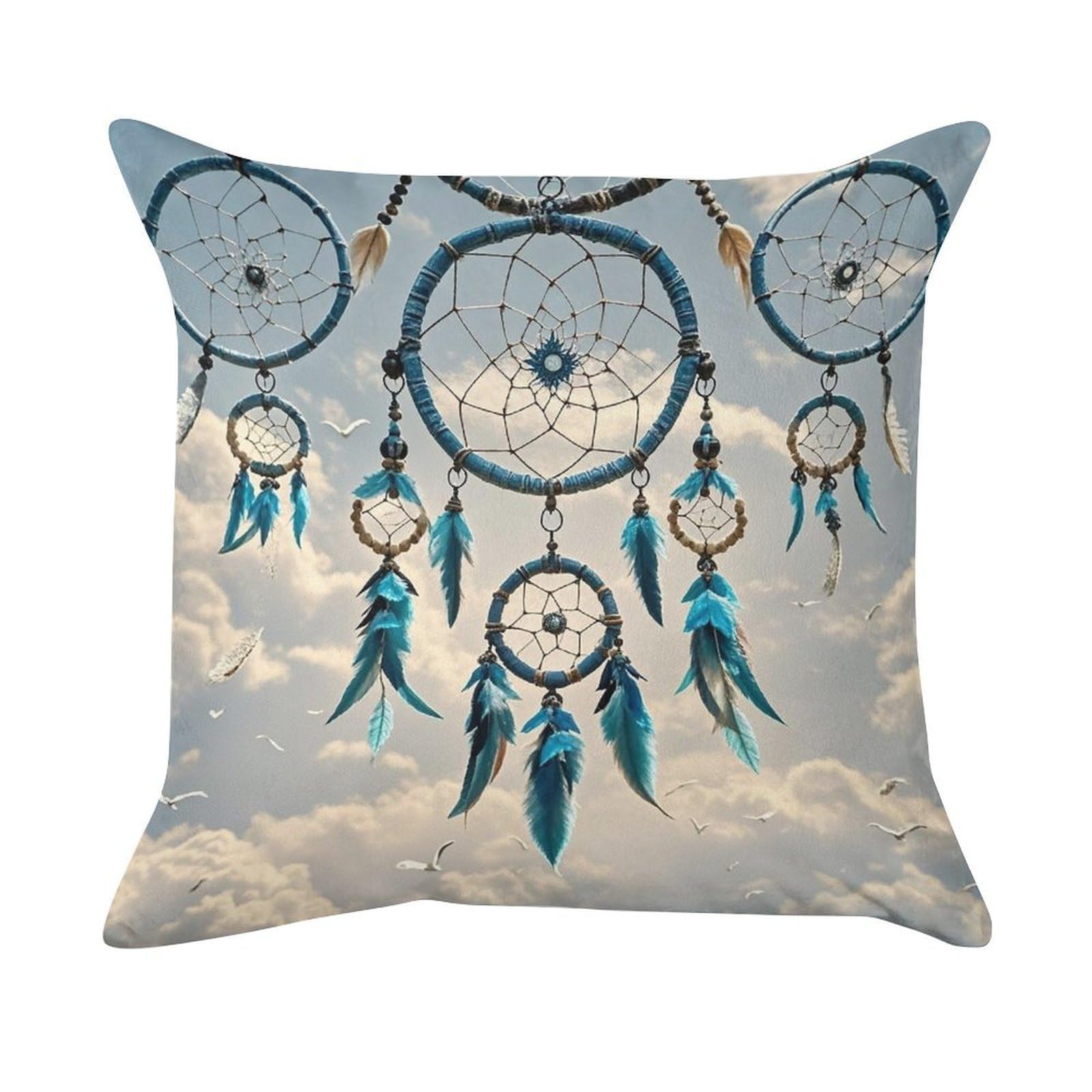 FekiLoot Native Dream Catcher Pillow Covers Luxury Velvet Square Pillowcases Throw Pillows Case with Invisible Zipper Decorative Velvet Cushion Covers Ultra Soft Lumbar Pillow Shells