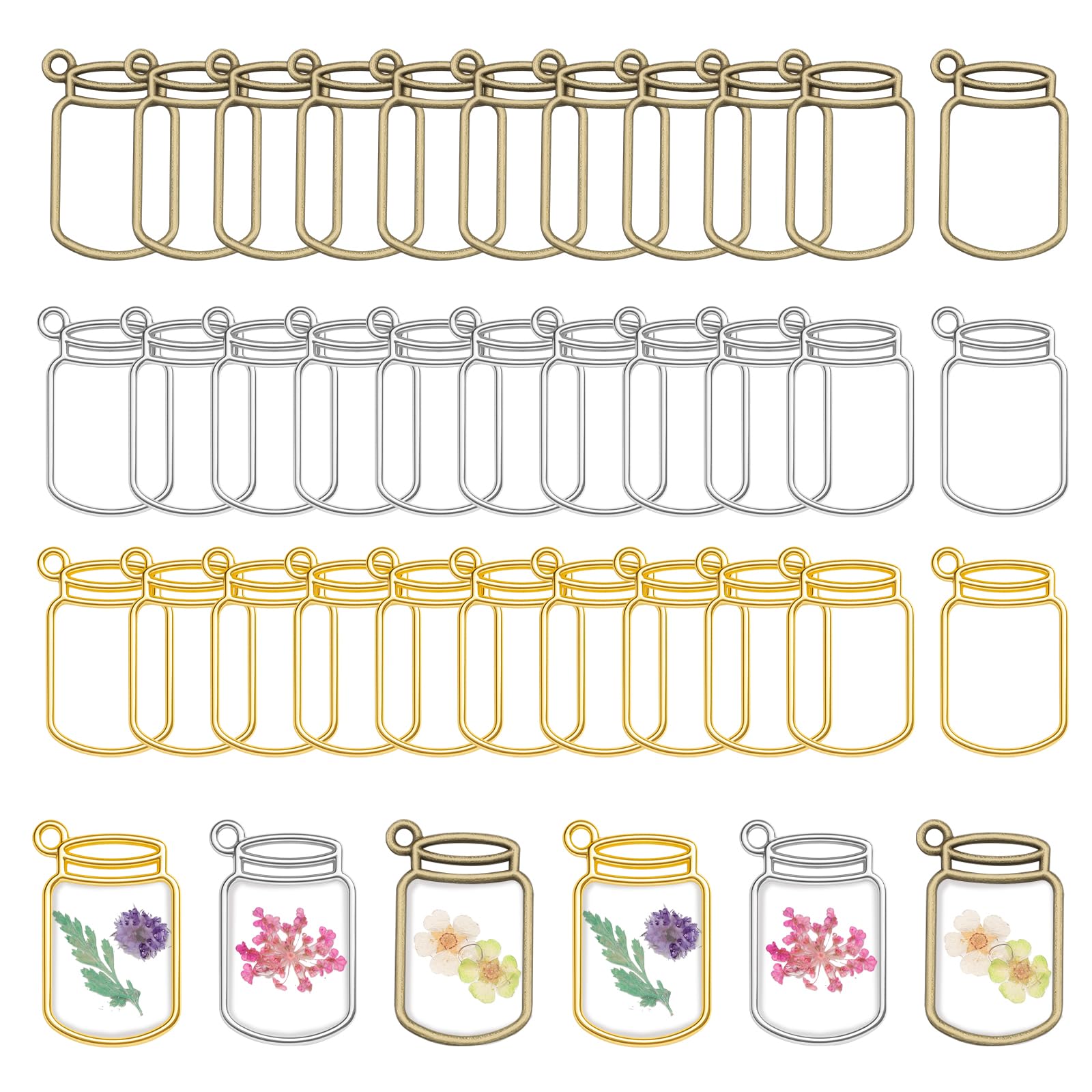 Luxeu Open Bezels for Resin, 30 Pcs Resin Hollow Frame for Crafts, Bottle Open Bezel for DIY Crafts, Keyring Decorations
