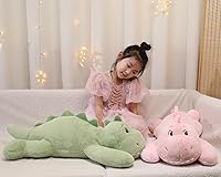Vista 6 de XMV Peluche de dinosaurio con peso de 31 pulgadas y 5 libras, peluche grande con peso, lindo peluche suave para niños, regalos de peluche