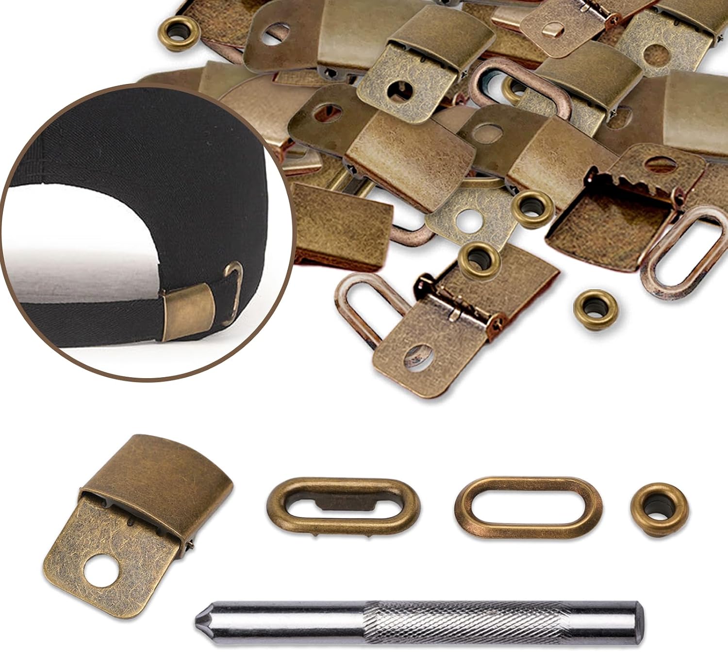 Cap Buckle, 36 Sets Metal Cap Hat Buckles Replacement Adjustable Buckle Accessories Fix Cap with Tool