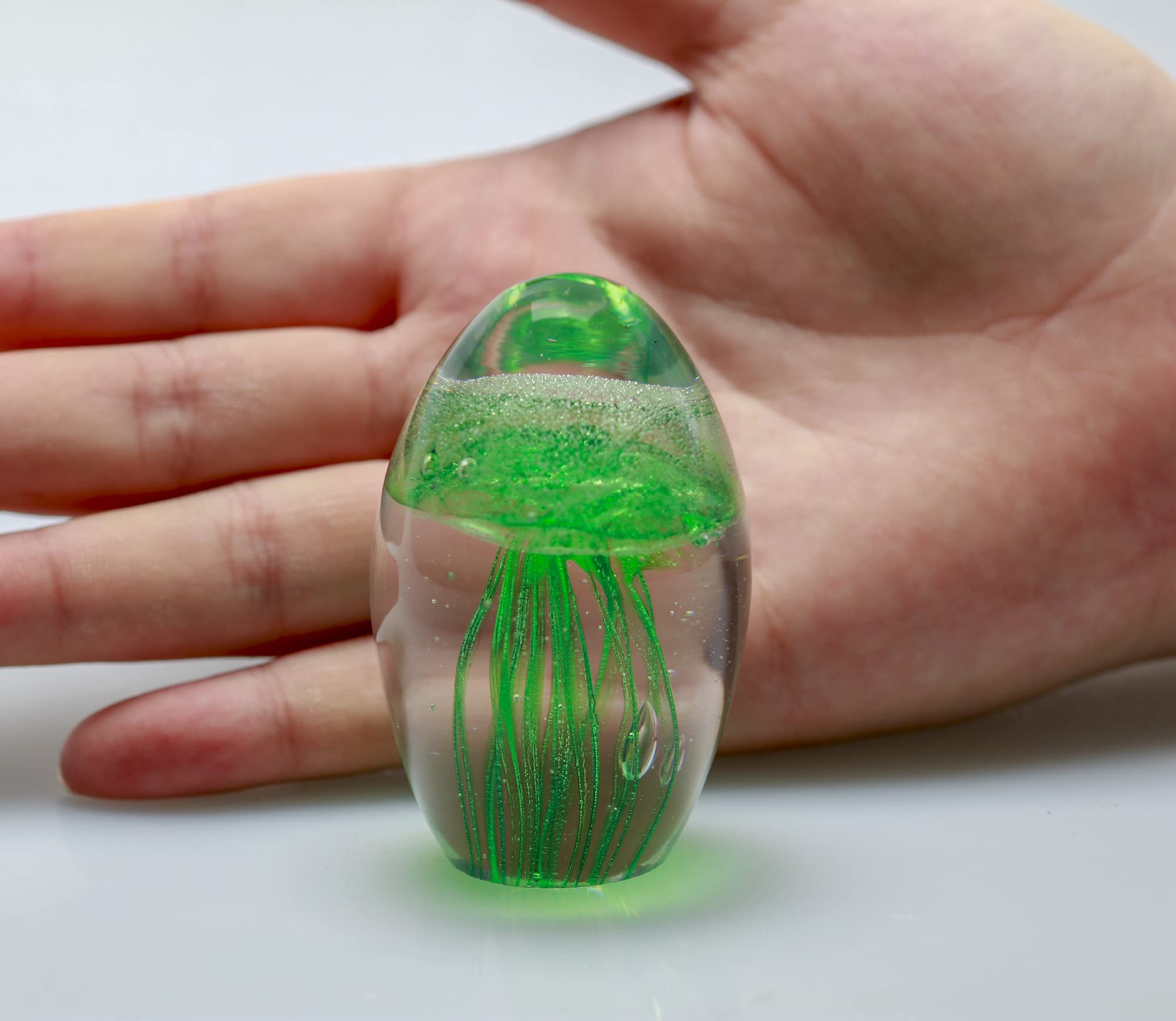 Amazon.co.jp: vskikris 小型手吹きガラス 夜光 クラゲ 文鎮 ガラス
