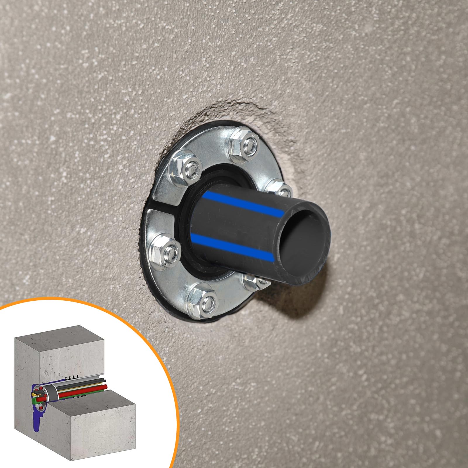 CPROSP Joint Annulaire/Traversée 100mm, pour Tube et Câble de 0-55 mm de Diamètre, Joint Annulaire en Caoutchouc Standard, Traversée de mur pour Câble/Tuyaux