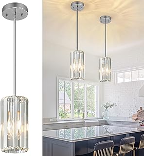 Chrome Pendant Lighting Modern Pendant Light Mini Crystal Chandeliers Ad...