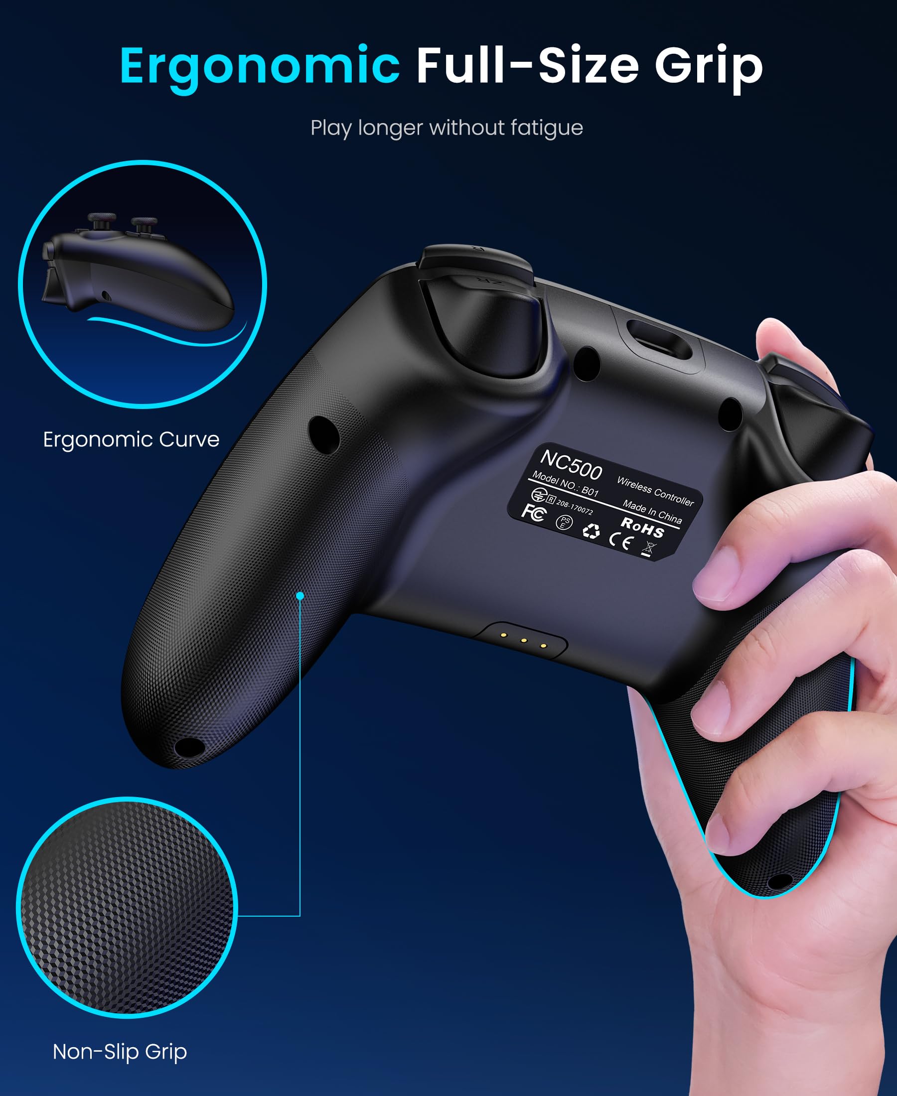 Controlador inalámbrico Switch Pro para Nintendo Switch/Lite/OLED, joysticks de juego de PC con cable efecto Hall, Cool RGB inalámbrico iOS/Android, iluminación remota programable, accesorios para