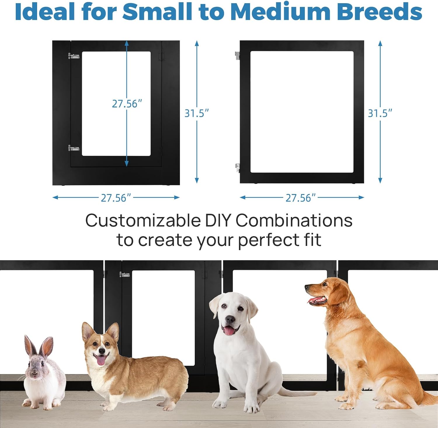 Heavy Duty Clear Acrylic Dog Playpen for Small/Medium Pets – 32" High Clear Pet Pen with Sturdy Metal Frame, Walk-in Kennel, Expandable Indoor & Outdoor Pet Play Yard