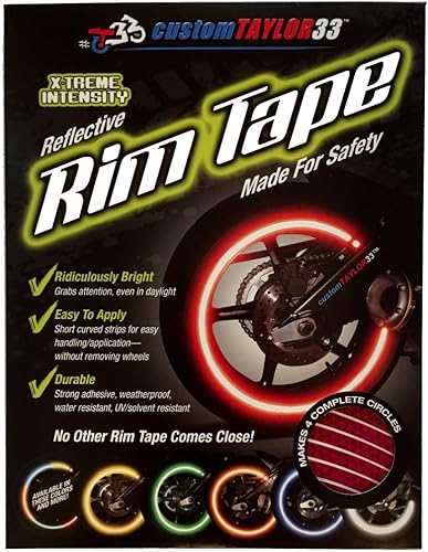 Miniatura 2 de Cintas de seguridad para los neumáticos de motos customTAYLOR33 de color rosa, edición especial, de grado de alta intensidad, reflectantes, con