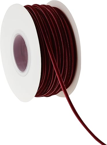 Cinta de terciopelo burdeos de 18 pulgadas, cinta fina de terciopelo vintage, cinta estrecha granate de 18 pulgadas para invitaciones de boda,
