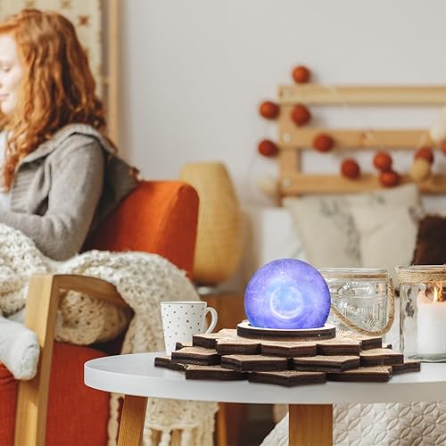 Miniatura 6 de Angoily Soporte decorativo de bola de cristal de loto, soporte de esfera de cristal de madera, tablero de rejilla de madera para bola de cristal,