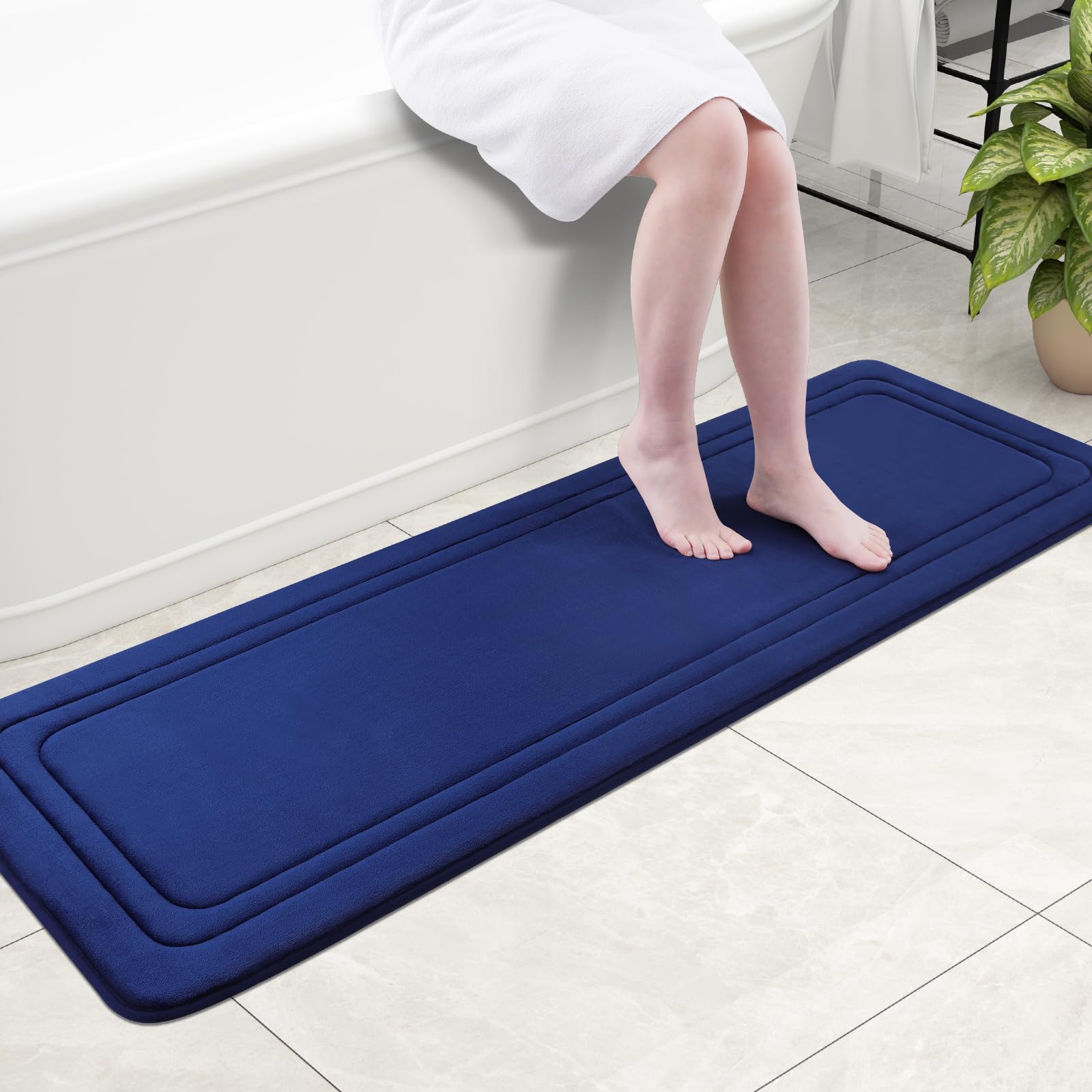 Grandaily Memory Foam Bath Mat Rug 59x20, Ultra Soft, Non-Slip and Absorbent Bathroom Rugs, Machine Wash Dry, Comfortable Bath Carpet for Bathroom
