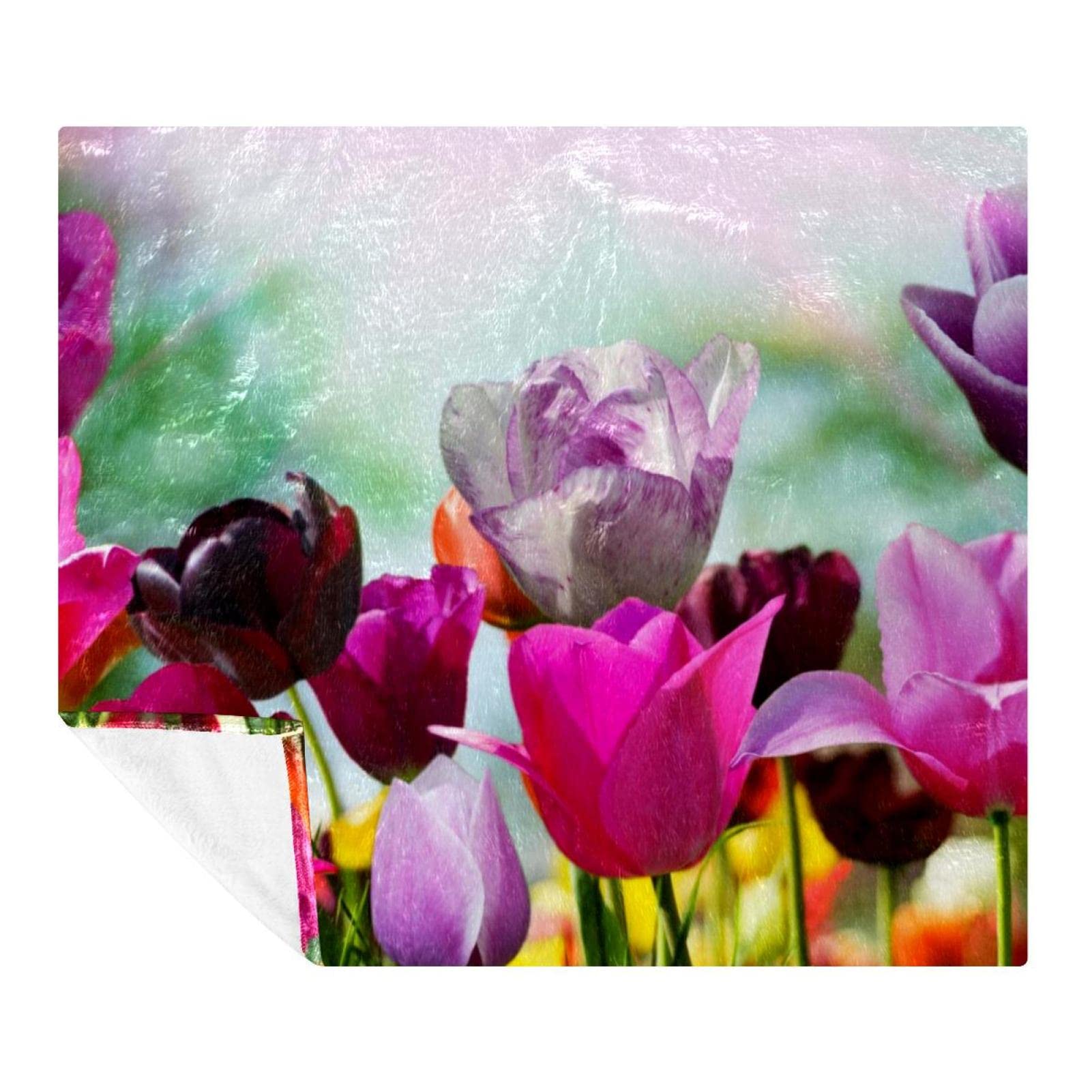 Couverture polaire literie décoration sol canapé chambre tulipe violette