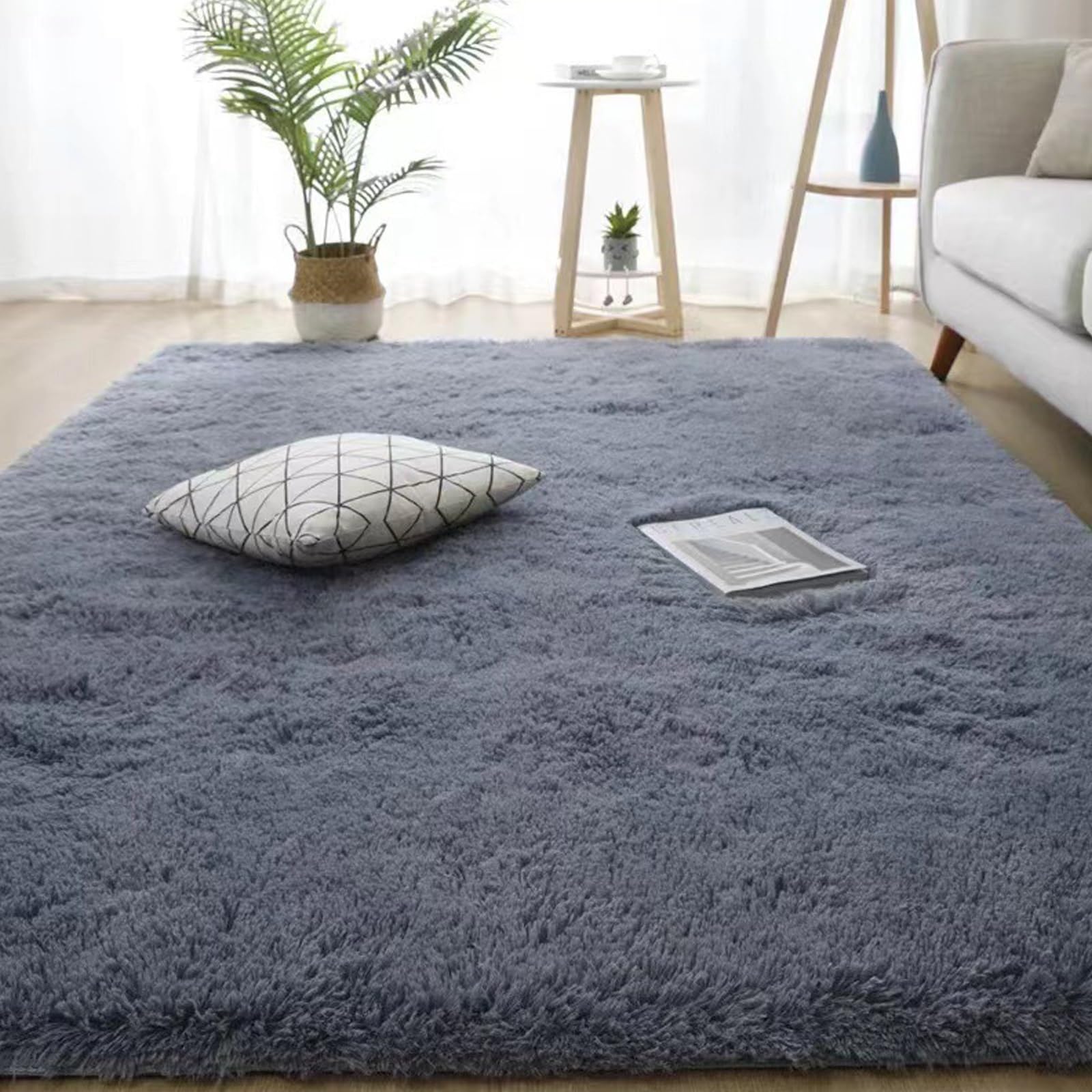 Tapis de chambre gris 190x290 cm grand format antidérapant et résistant