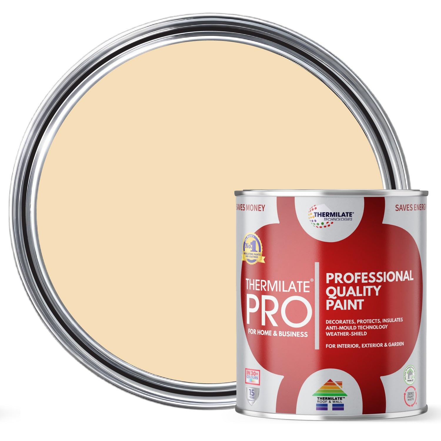 Thermilate PRO FLEX Interior & Exterior Paint - Professional Multi-Surface Paint & Primer for All Walls, Wood, Furniture, Kitchen Cupboards & Garden | All-in-One - Matchstick - 2.5L - Matt