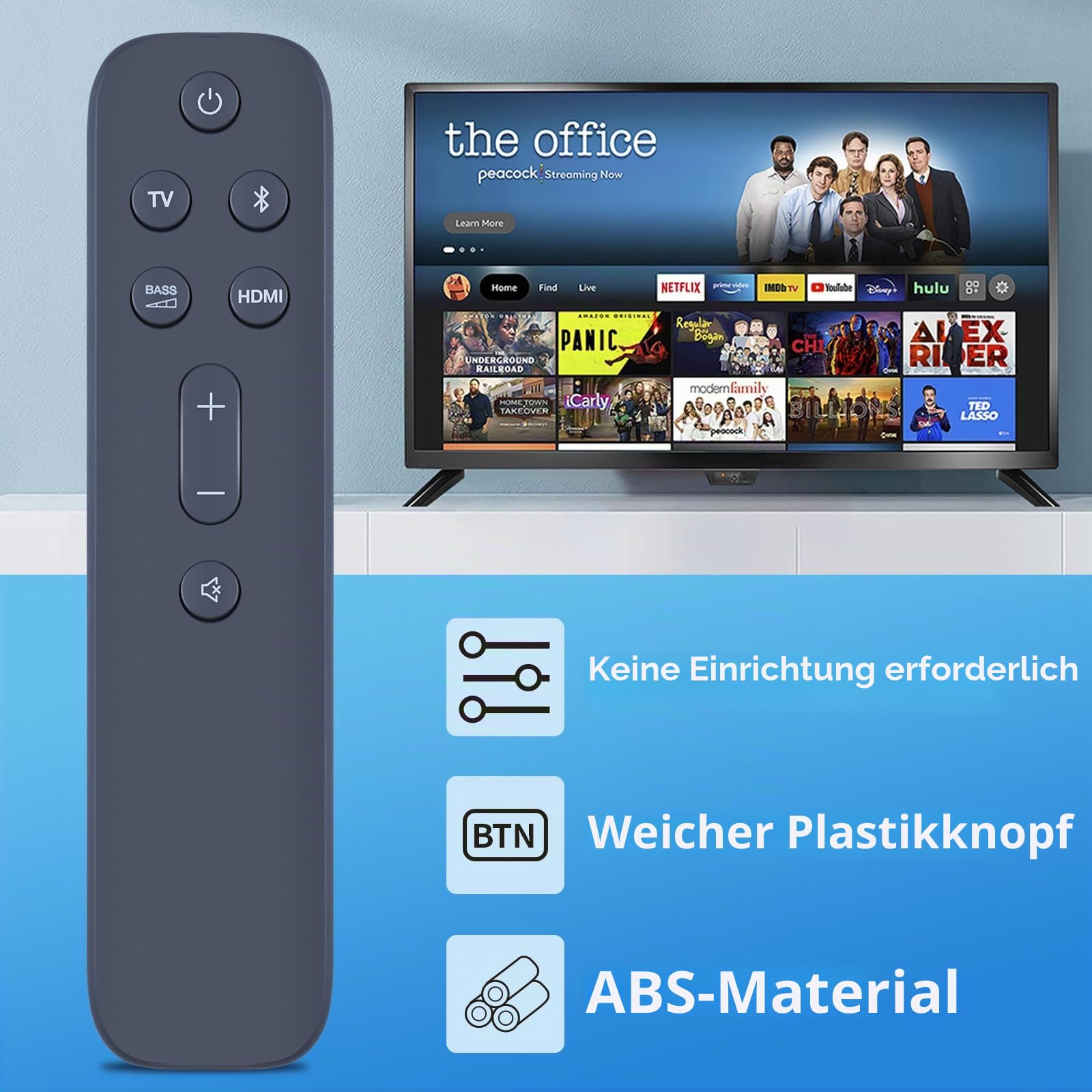 Ersatz-Fernbedienung für JBL Bar 5.1 Surround Soundbar System JBL2GBAR51IMBLKAM