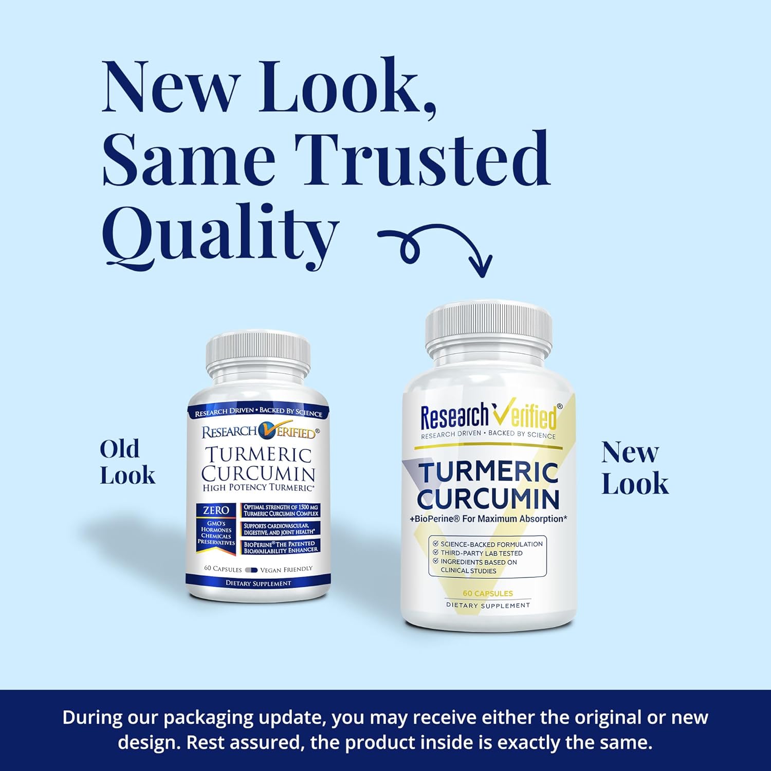 Research Verified Turmeric Curcumin Supplement with Black Pepper (BioPerine) - High Potency Curcumin - Antioxidant, Joints & Daily Wellness - 60 Vegan Turmeric Capsules - Made in USA - 3 Month Supply