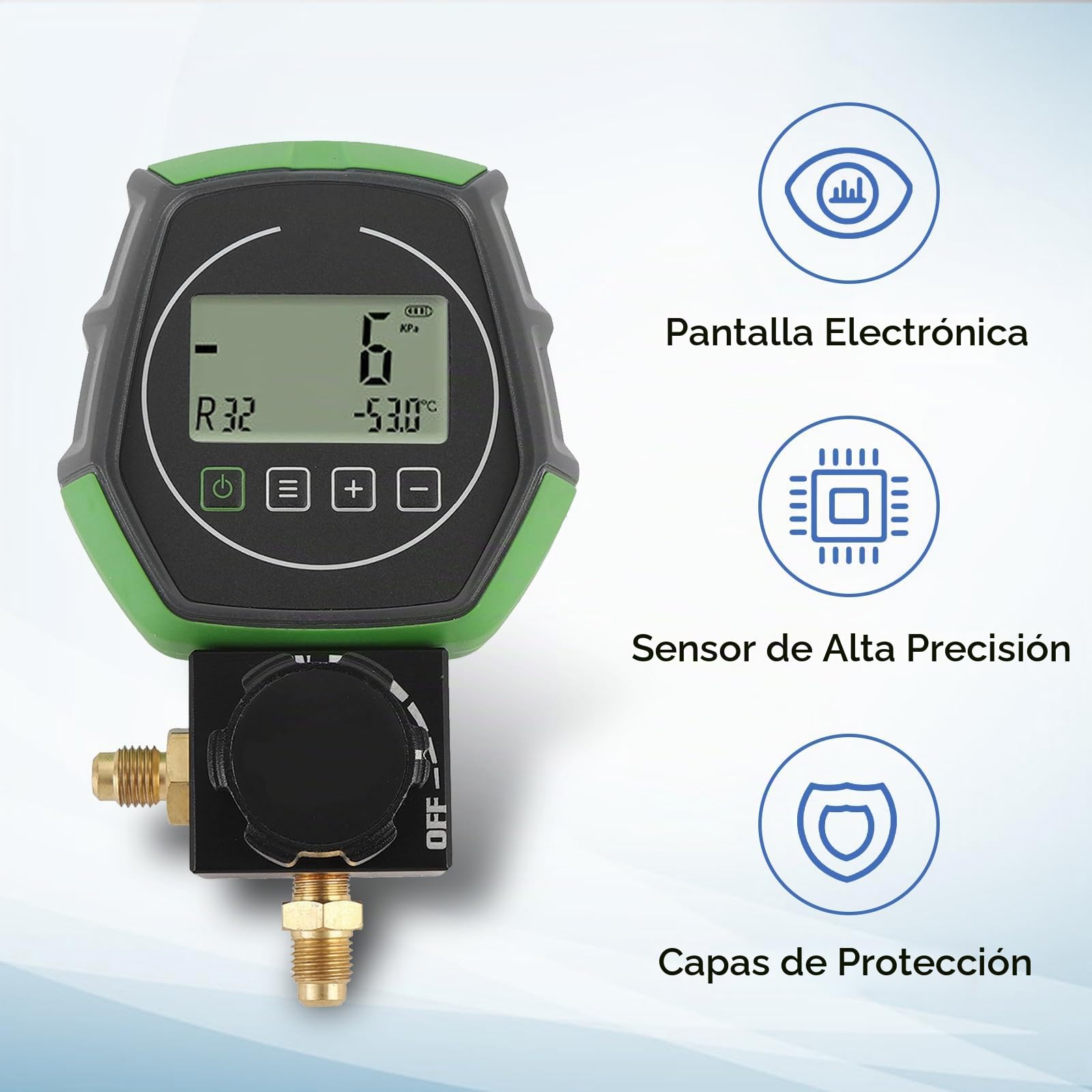 Medidor de Vacío Digital, Probador de Medidor de Vacío HVAC, Diseño de Válvula de Bola de 0-6000kPa, Ventana de Visualización HD, Alta Precisión para Mantenimiento e Instalación