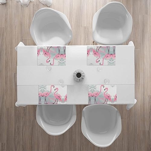 Miniatura 6 de Rectangular Placemats Set of 4, Heat Resistant Pink Flamingo Printed Kitchen Dining Table Mats