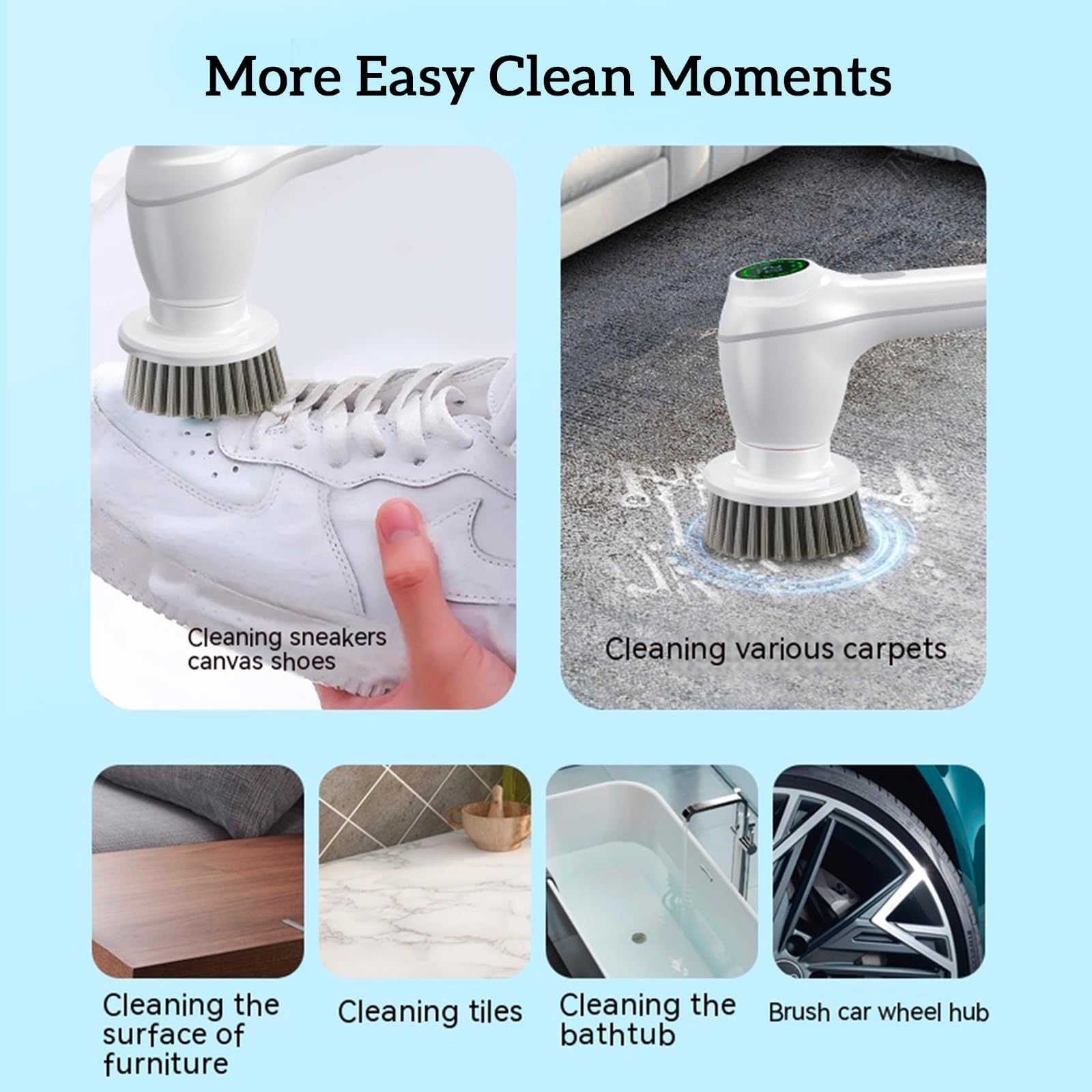 Cepillo De Limpieza Eléctrico, Fregadora Giratoria De Mano For Limpieza Del Hogar Con Rendimiento Impermeable IPX7, Fregadoras Eléctricas Inalámbricas Multiusos For Limpieza De Baños, Baños, Cocinas