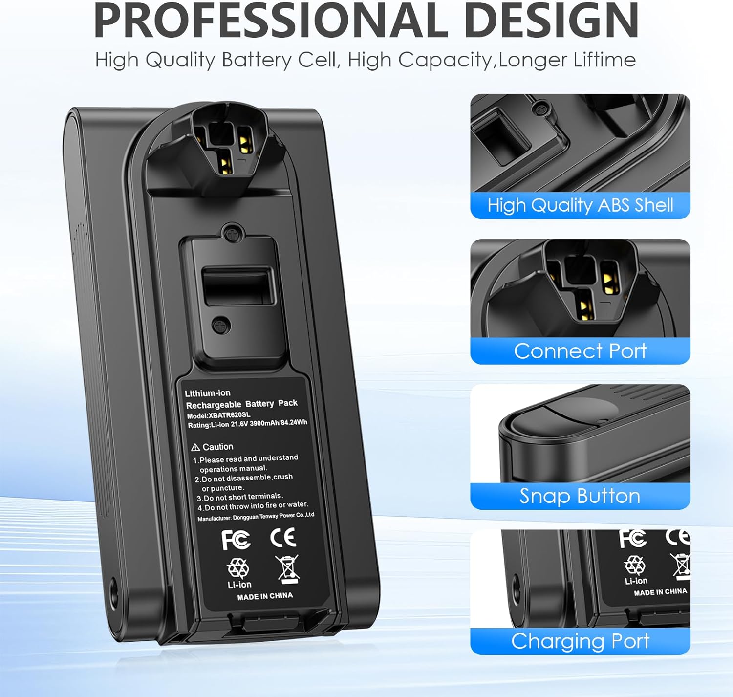 Futurebatt Replacement for Shark XBATR620SL Battery 3900mAh 21.6V Compatible with IZ540H IZ562H UZ565H LZ500 Shark Cordless Vacuum Cleaners (NOT for Shark IZ840H IZ862H UZ865H Series Models)