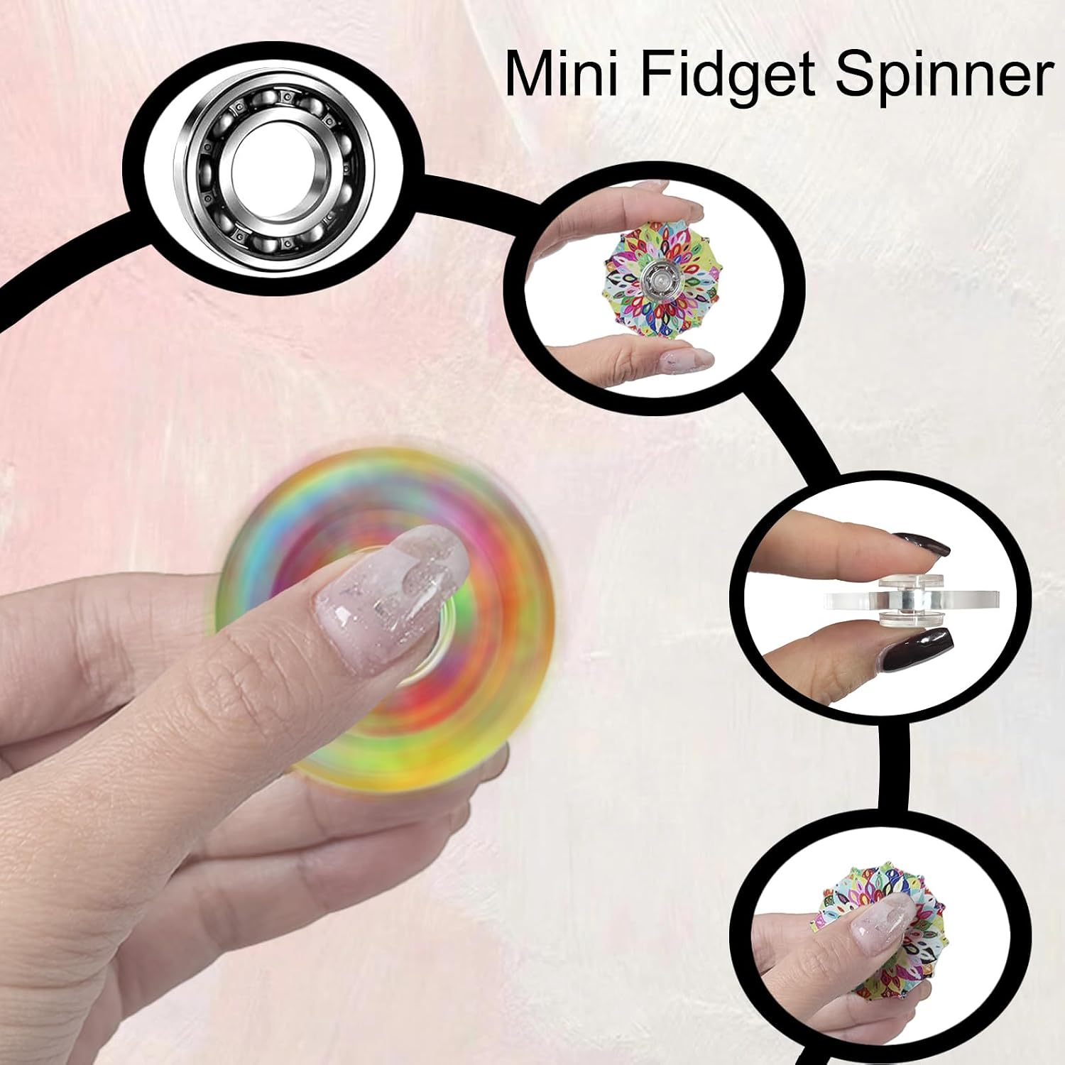 Sezua Mini Fidget Spinners Bulk - Easter Basket Stuffers, 48 Pack Colorful Sensory Spinners for Stress Relief, Focus and Relaxation, Classroom Treasure Box Prizes, Party Favors, Goodie Bag Fillers