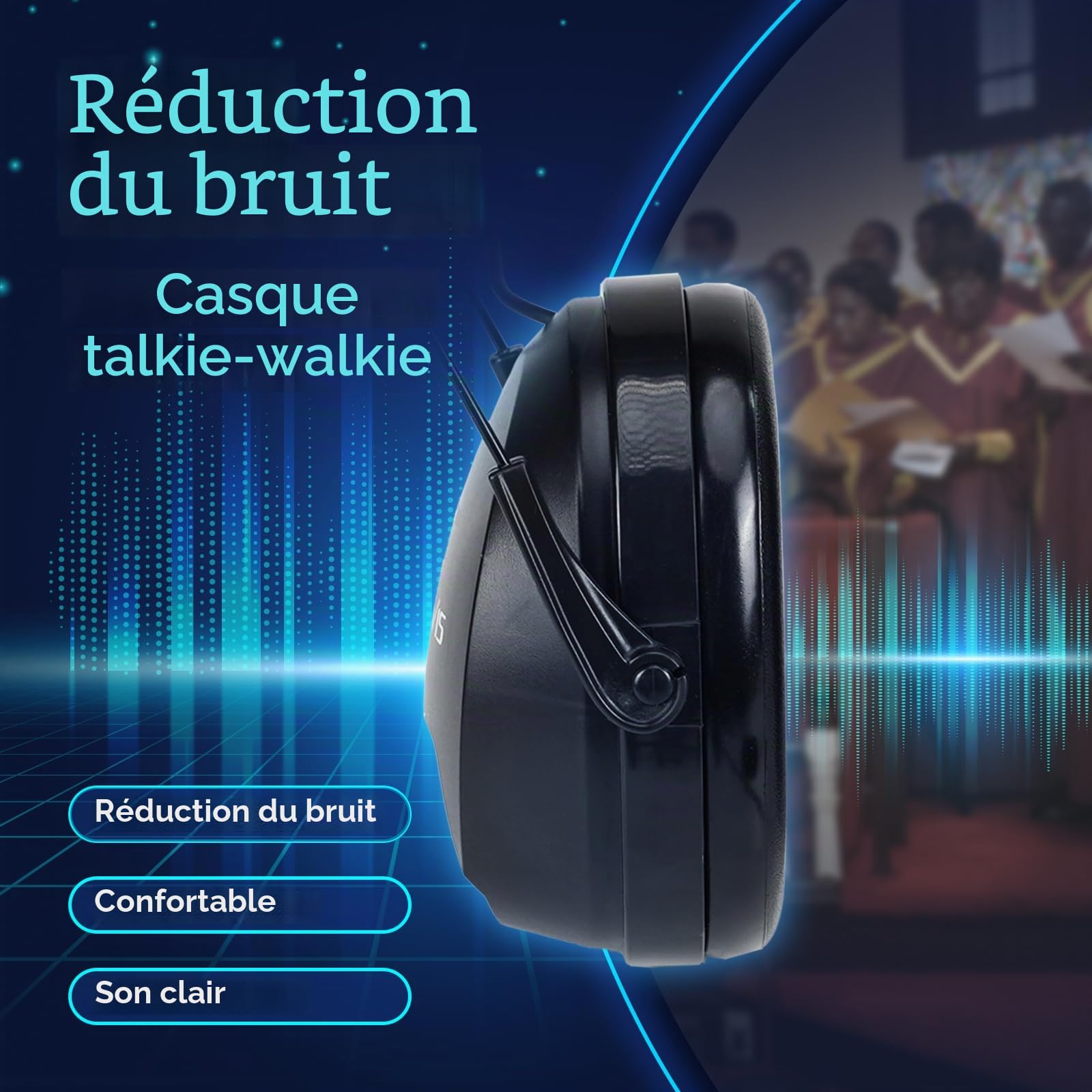 Retevis Lot de 2 écouteurs talkie-walkie, suppression bruit bouton volume réglable (82 dB) radio bidirectionnelle Baofeng UV-5R RT24 RT27 RA89 RT3S RT5R RT86