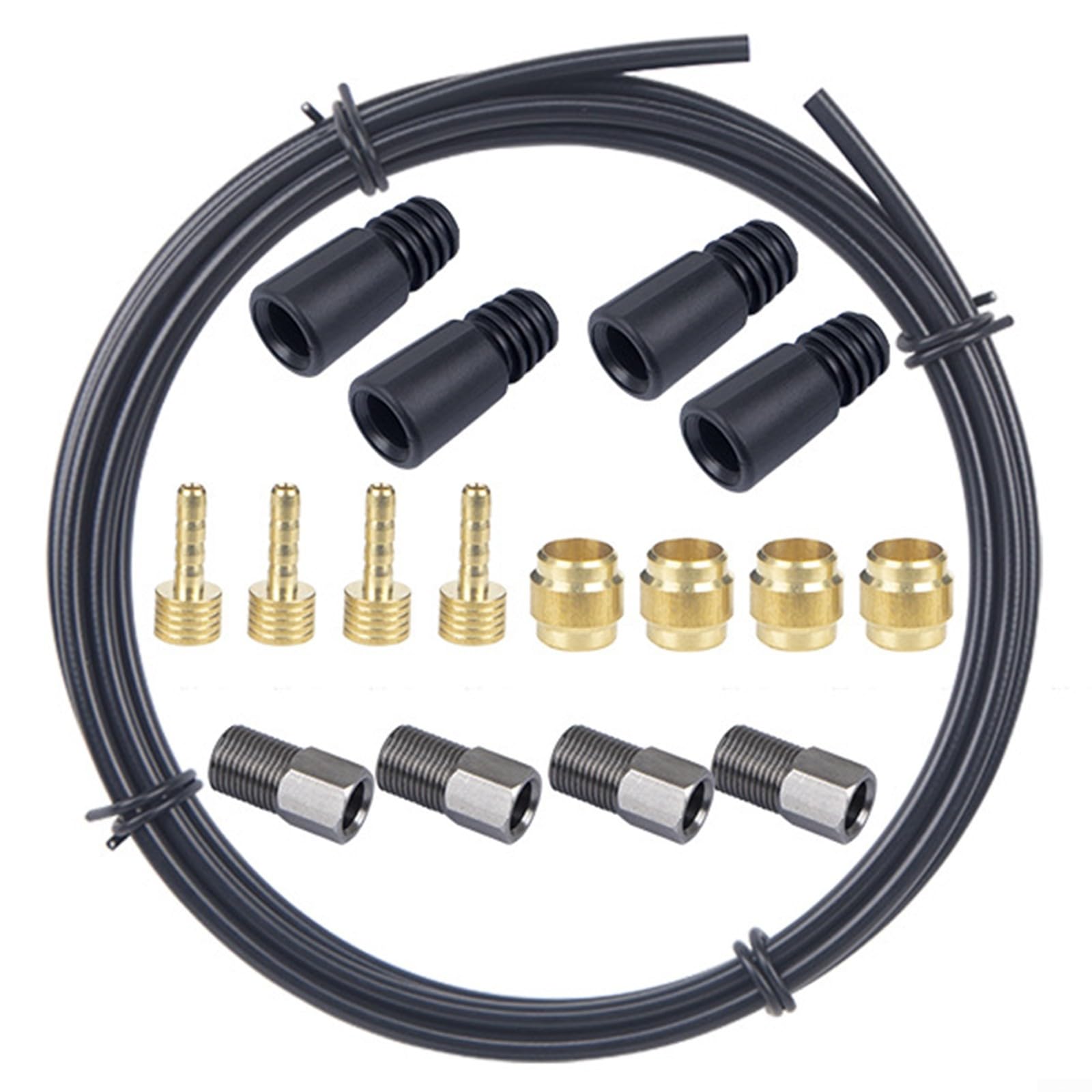 Hydraulic Brake Hose Kit, Bike Disc Brake Oil Tube, 2.5m Stainless Steel Oil Line Tubing for MTB Disc Brakes Front Rear Replacement Set with Olives and Needles(C)