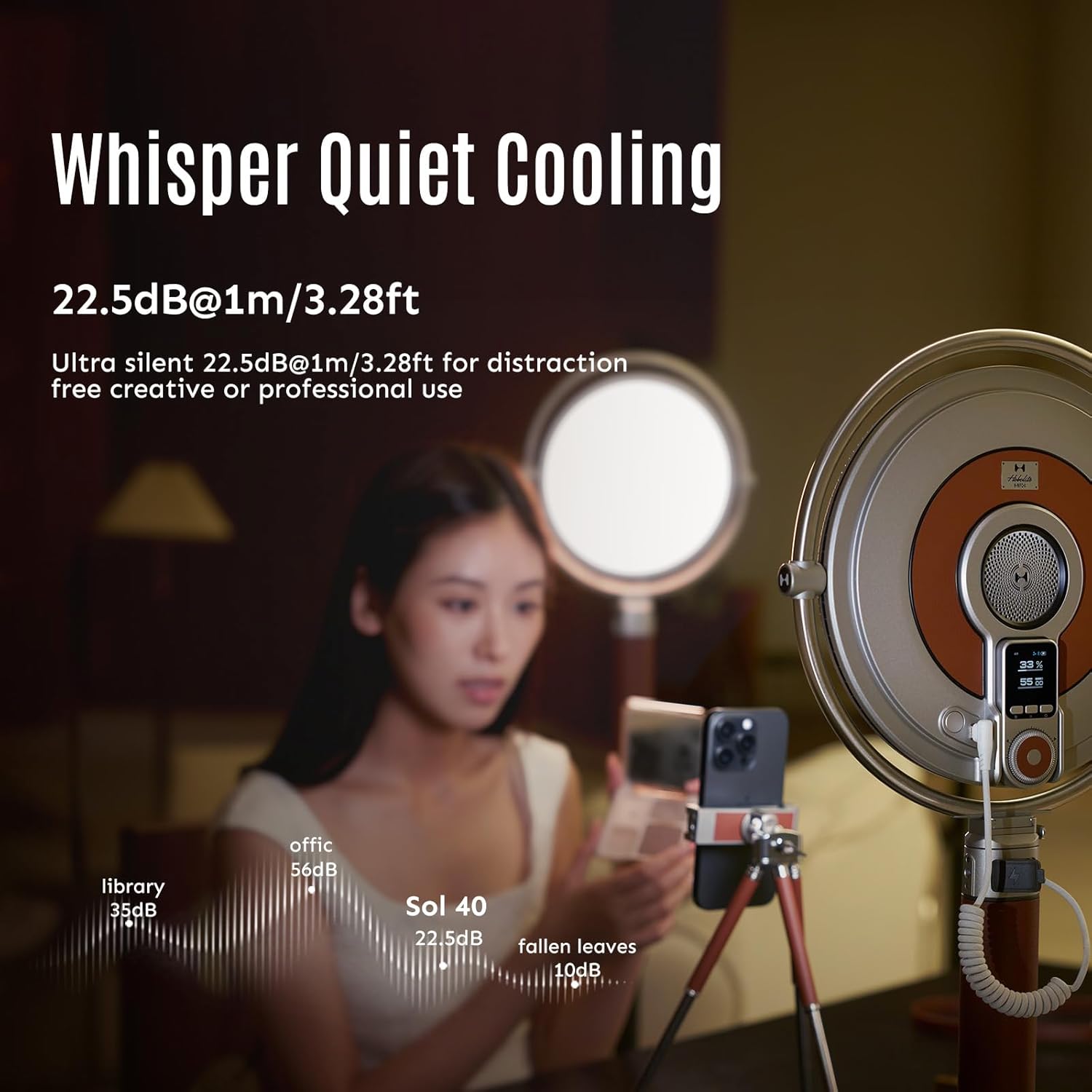 Harlowe Sol 40 40W Bi-Color Round Panel Light | Dimmable LED Video Light 95+CRI/TLCI RG0 No Blue Light 360° Rotation with Remote Control