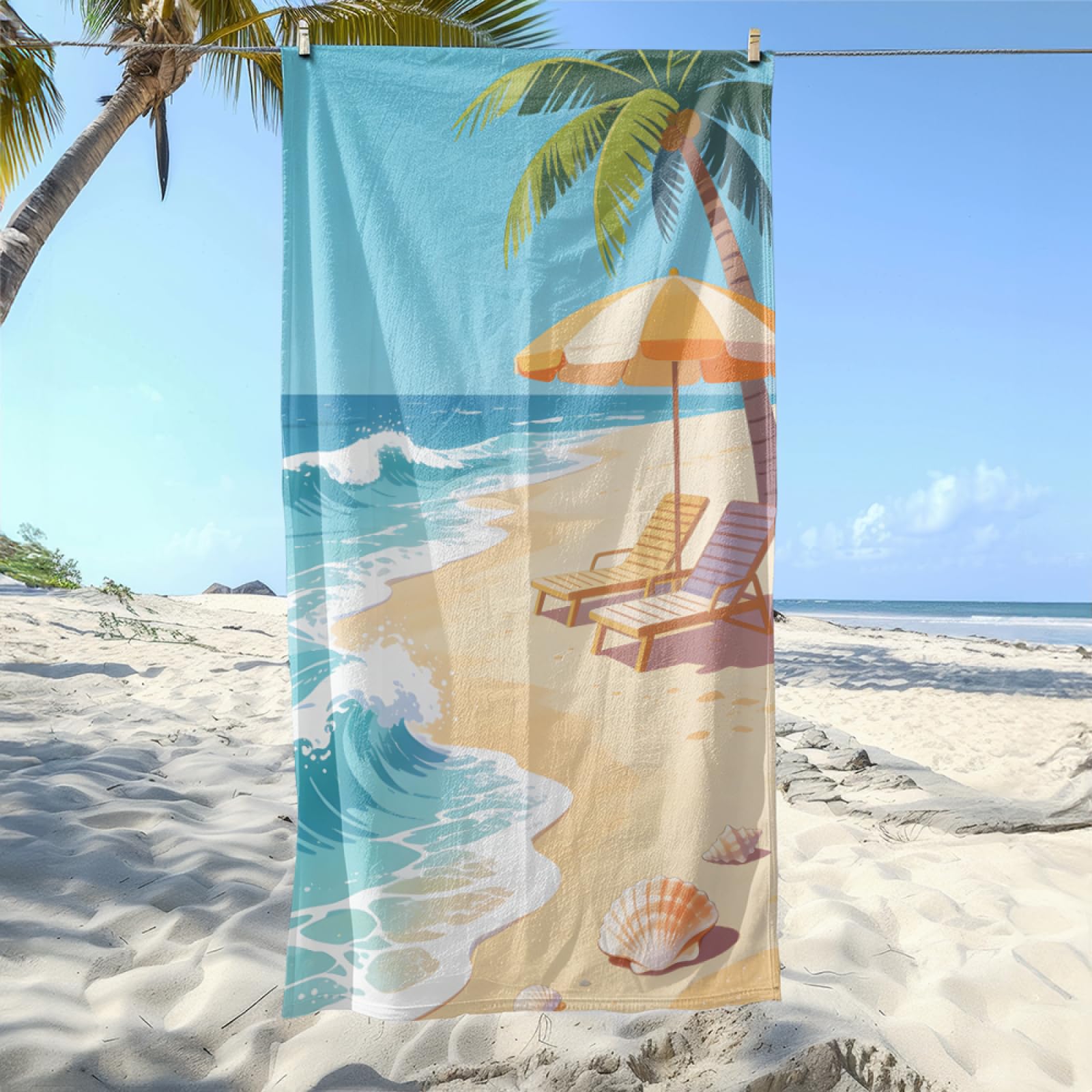 Beach Towel Beach Blue Microfibre Towel for Women Men,Gym Towel for Travel Swim Camping,Quick Fast Dry,Travel Essentials,Swimming