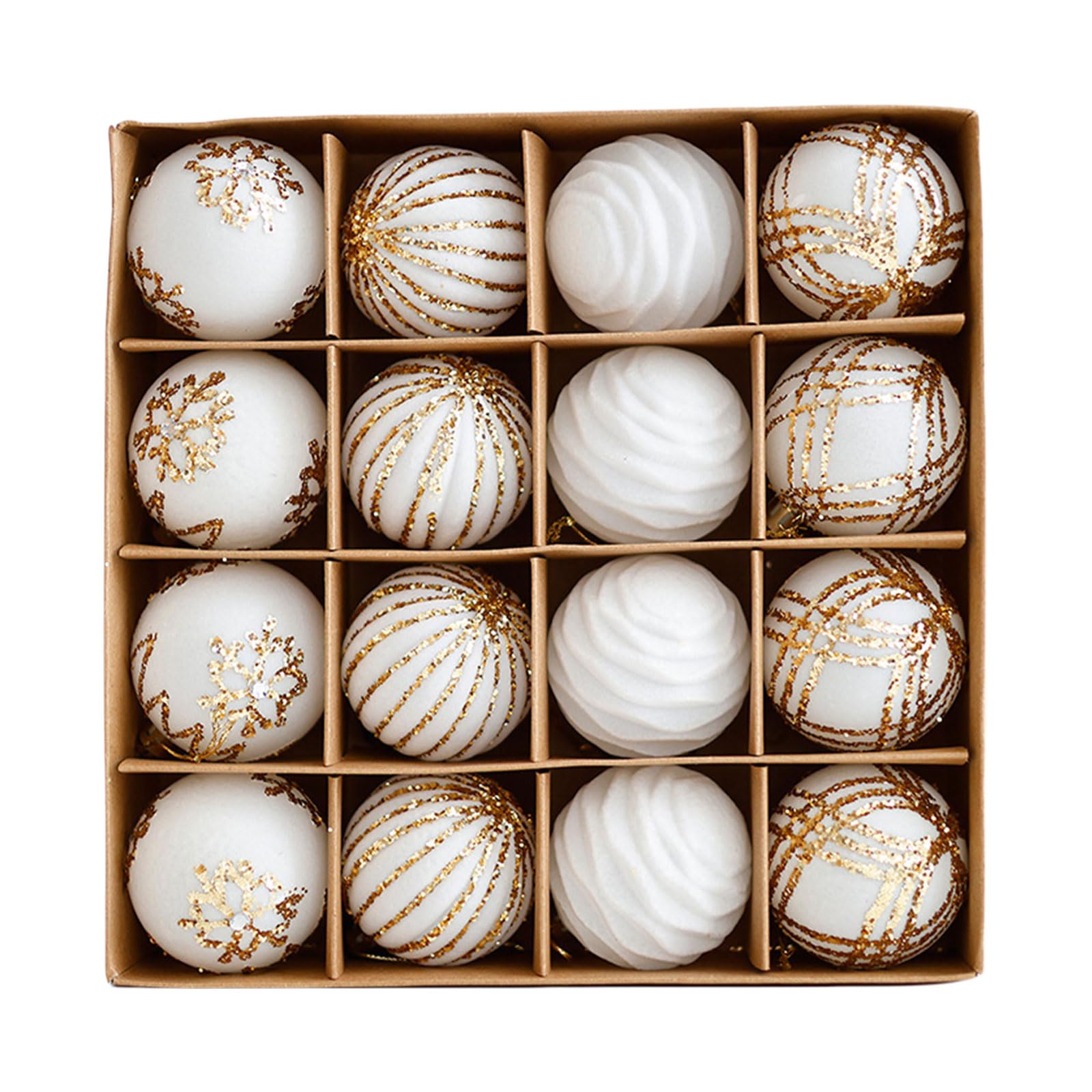 Elnwnnkc White Of 16 Shatterproof Christmas Tree Baubles Hanging Ornament For Festival Stylish Holidays Home Window Decorations Christmas Bulbs
