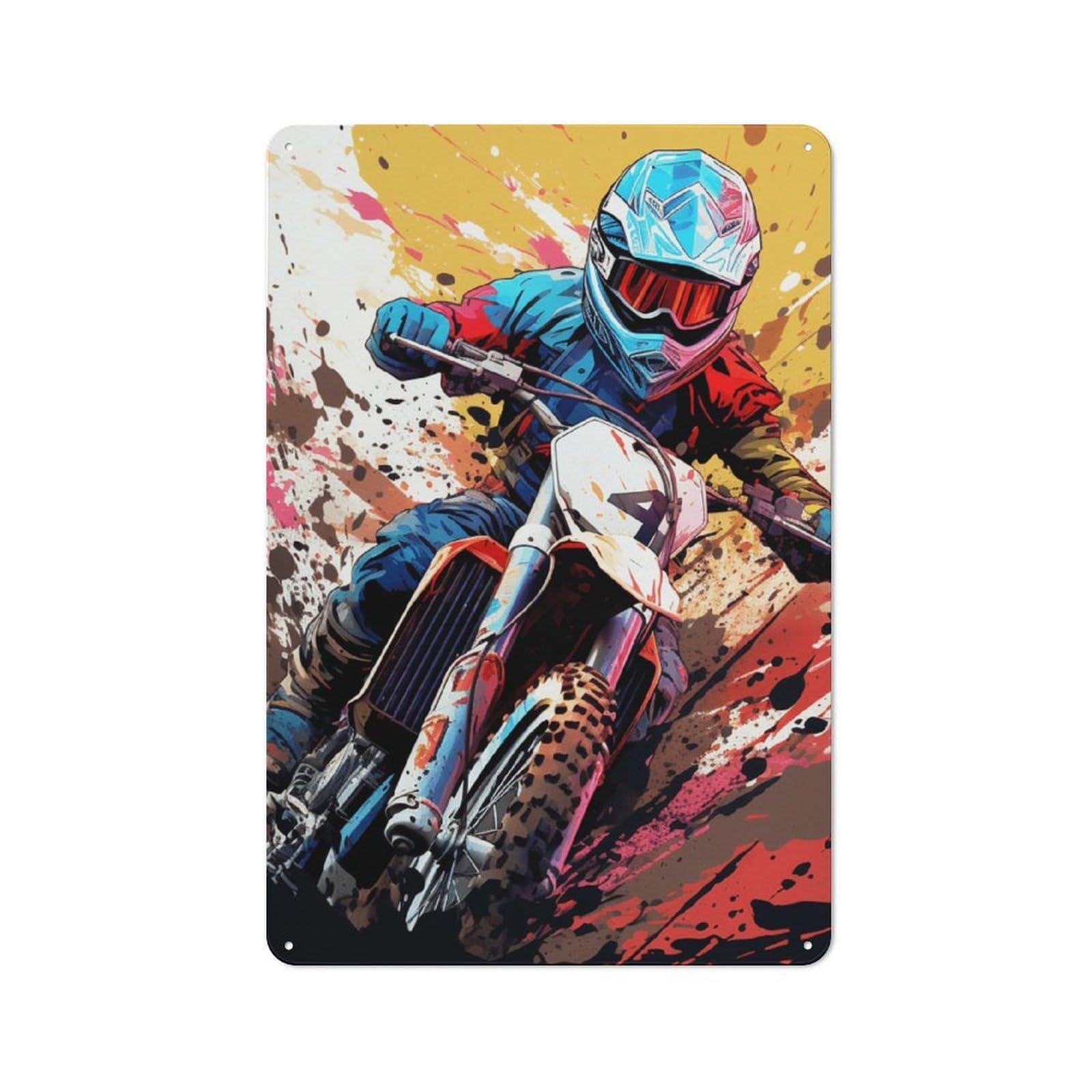 Junmoney Racing Spirit -7 Rustic Tin Wall Plaque 30X20cm For Guest Room Or Hallway, For Garage, Workshop And Man Cave Decoration