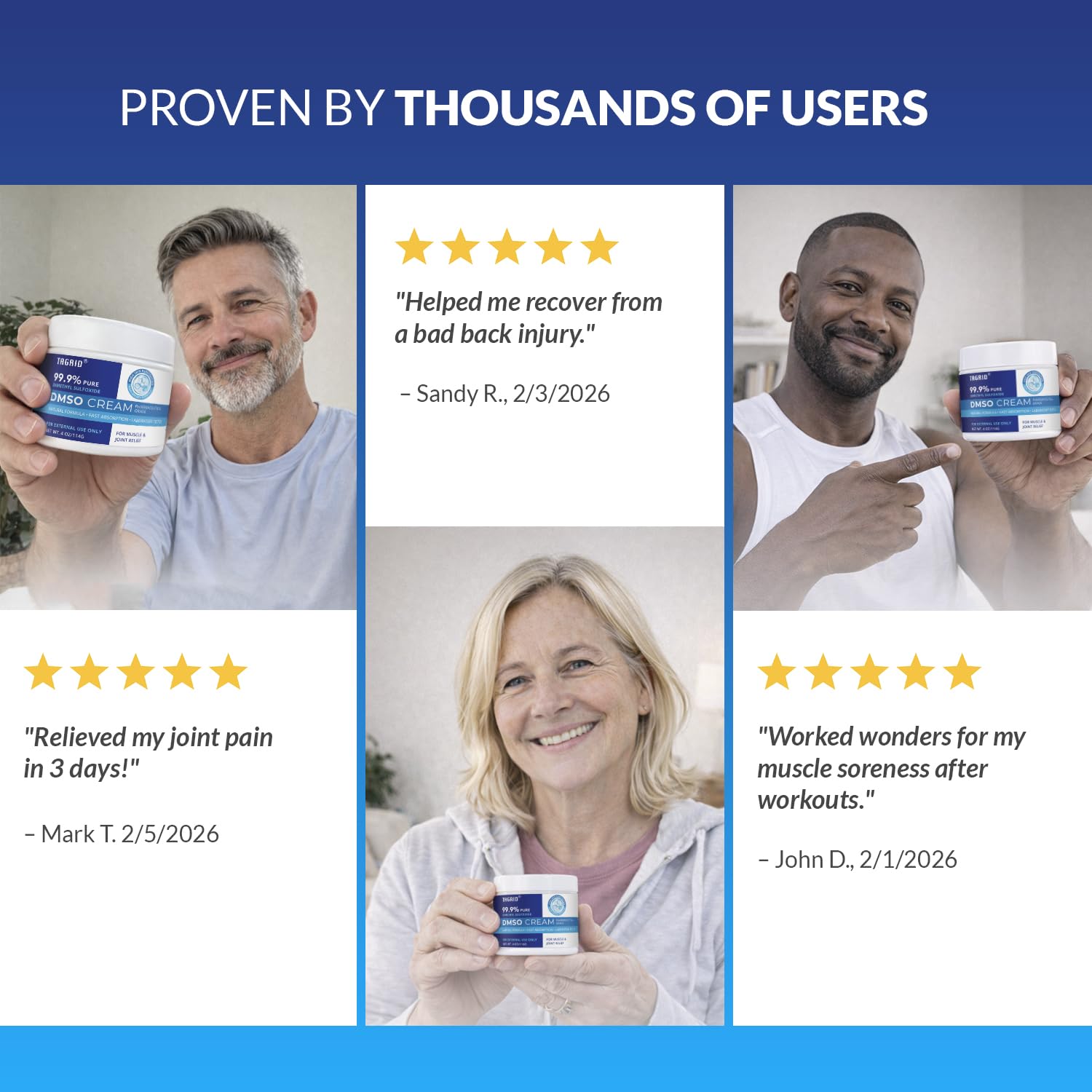 TAGRID DMSO Cream Pharmaceutical Grade: 99.9% Pure DMSO with Magnesium, Arnica & Aloe Vera for Muscle and Joint Pain Relief - Fast Acting Topical Cream for Body Wellness (4 Oz (Pack of 1)) — view 5