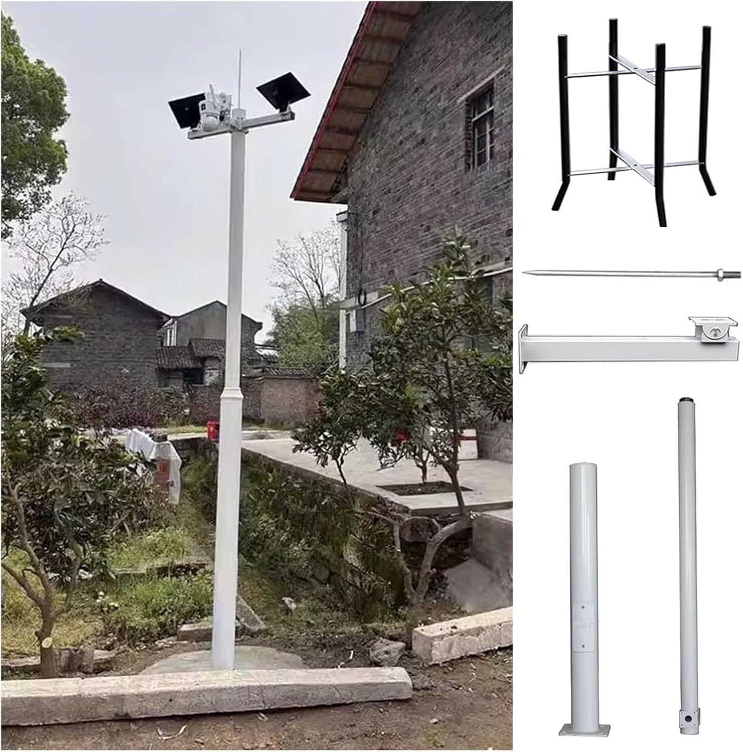 Outdoor Surveillance Camera Pole Holder - Detachable Security Stand for Factory, Farm, School, Warehouse, Street - 177 1/5 in (450cm) Segmented Design