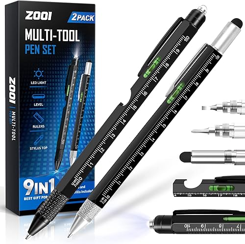 Regalos para hombres, bolígrafo multiherramienta 9 en 1, regalos para papá, herramientas geniales para hombres, regalos únicos de cumpleaños para