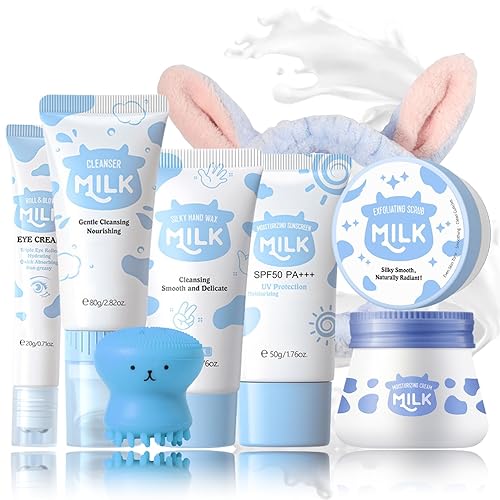 Set de cuidado de la piel de leche para adolescentes, regalos para niñas, cuidado de la piel para adolescentes de 10 a 12 años, set de cuidado de la