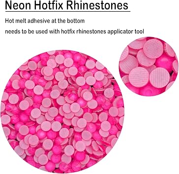 Hotfix Rhinestones Bulk,14400pcs Glass Gems Rhinestone Beads,Hot Fix Rhinestones for Bedazzling,Crafts Clothes DIY Decoration,Pink Neon,SS10