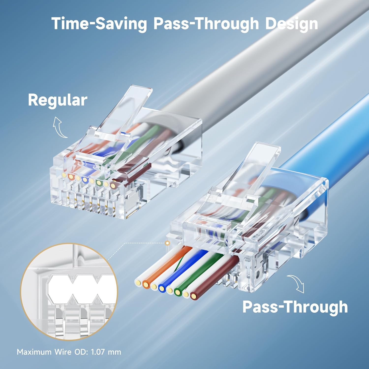 Cable Matters 100-Pack Pass Through RJ45 Modular Plugs for Solid or Stranded UTP Cable & 200-Pack RJ45 Strain Relief Boot in Black