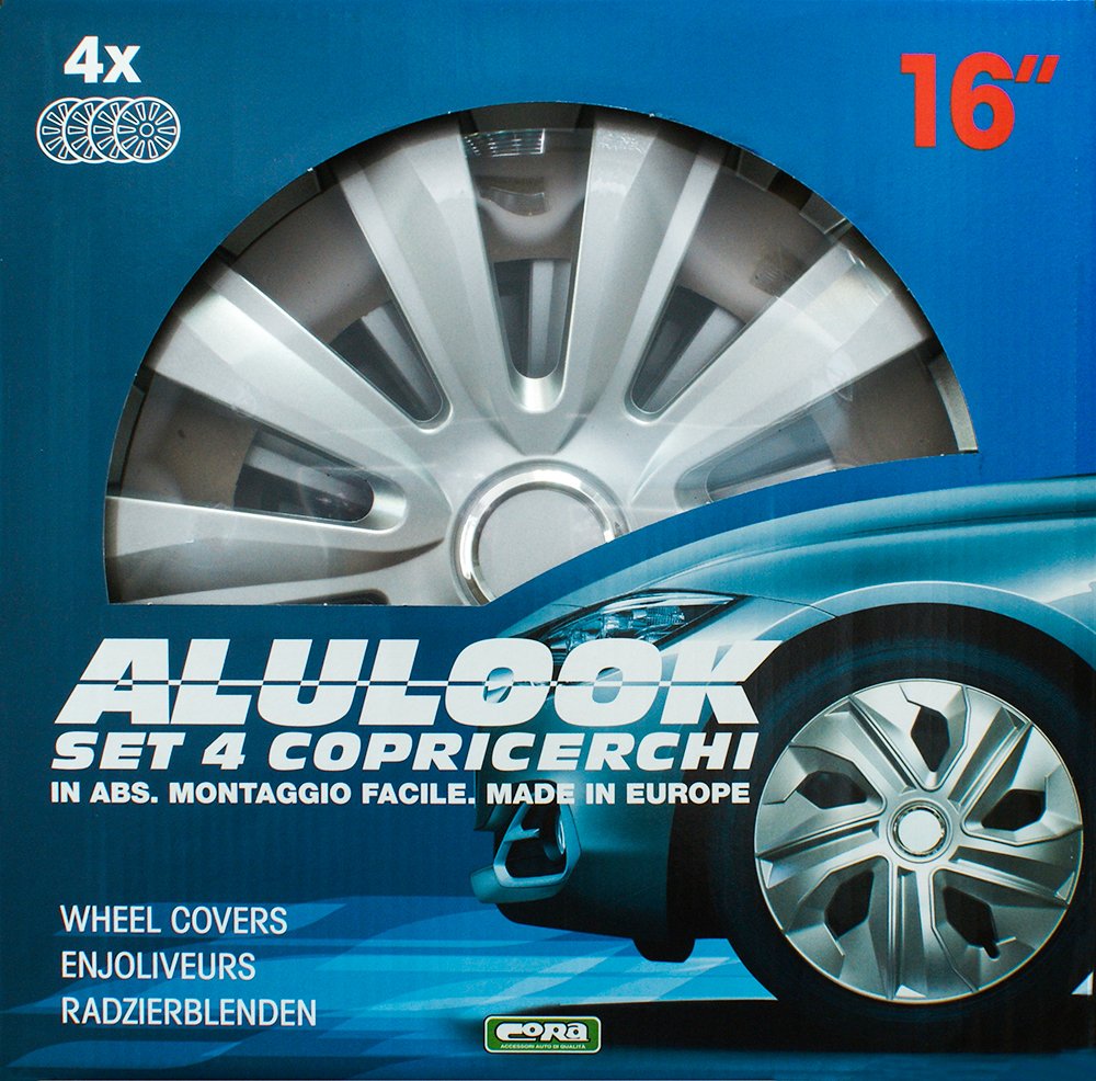 Cora Anneau en Aluminium Look Delta 40646 4 Enjoliveurs, 16 Pouces, Set de 4 Pièces